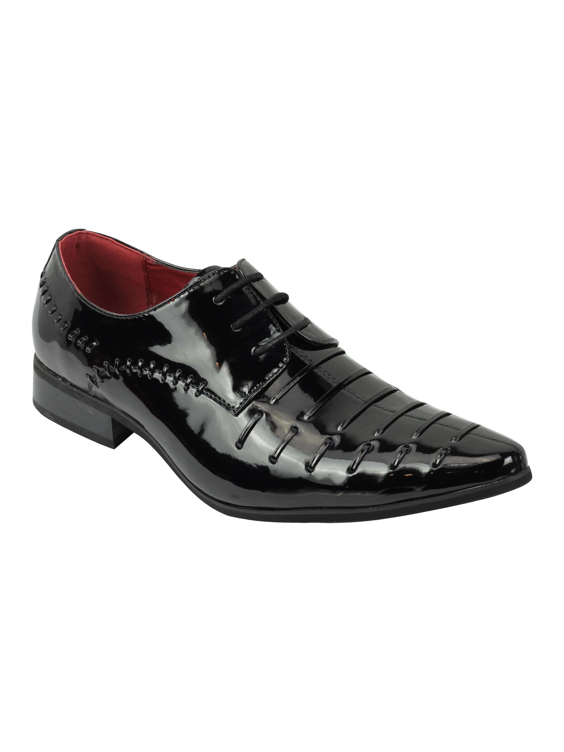 SHINY PATENT FAUX LEATHER LACE UP SHOES