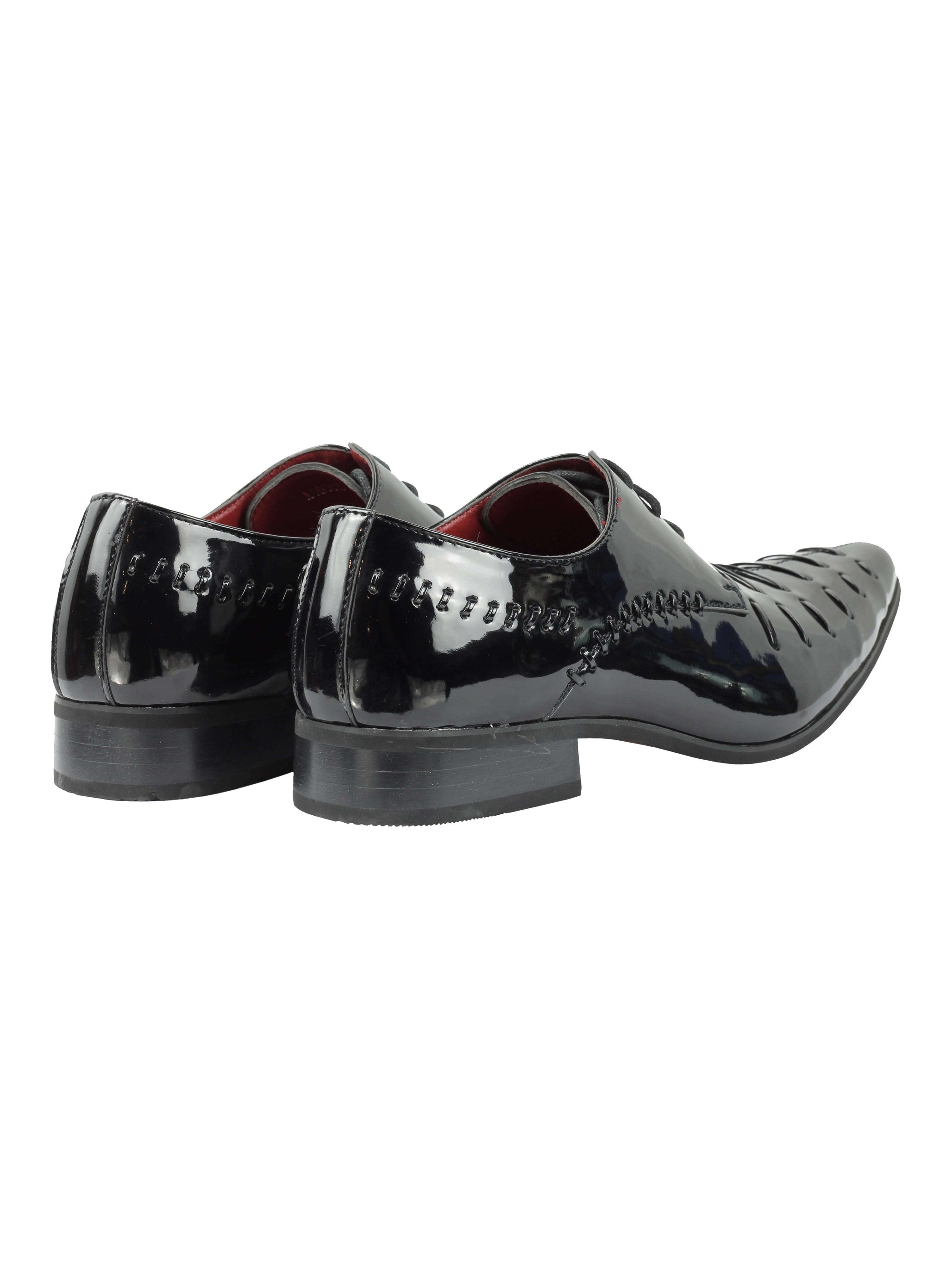 SHINY PATENT FAUX LEATHER LACE UP SHOES