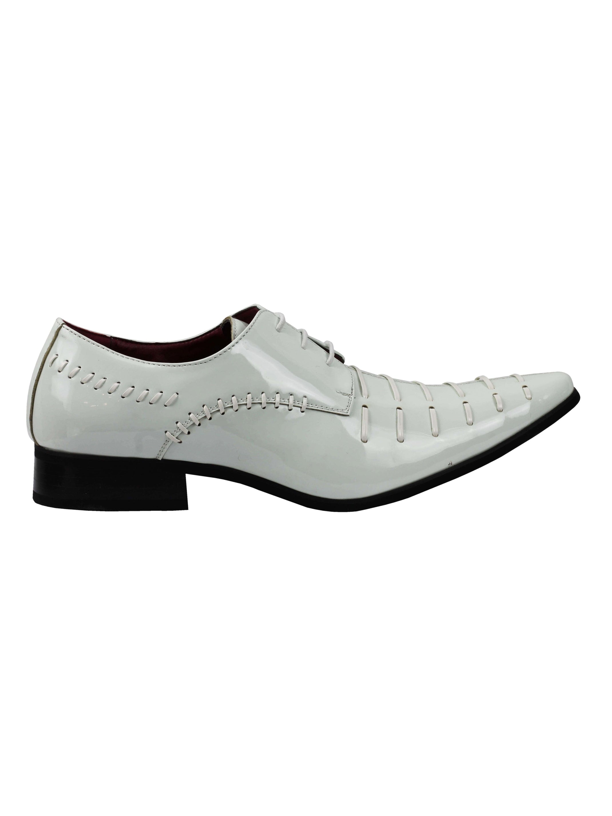 Shiny Patent Faux Leather Lace Up White Shoes