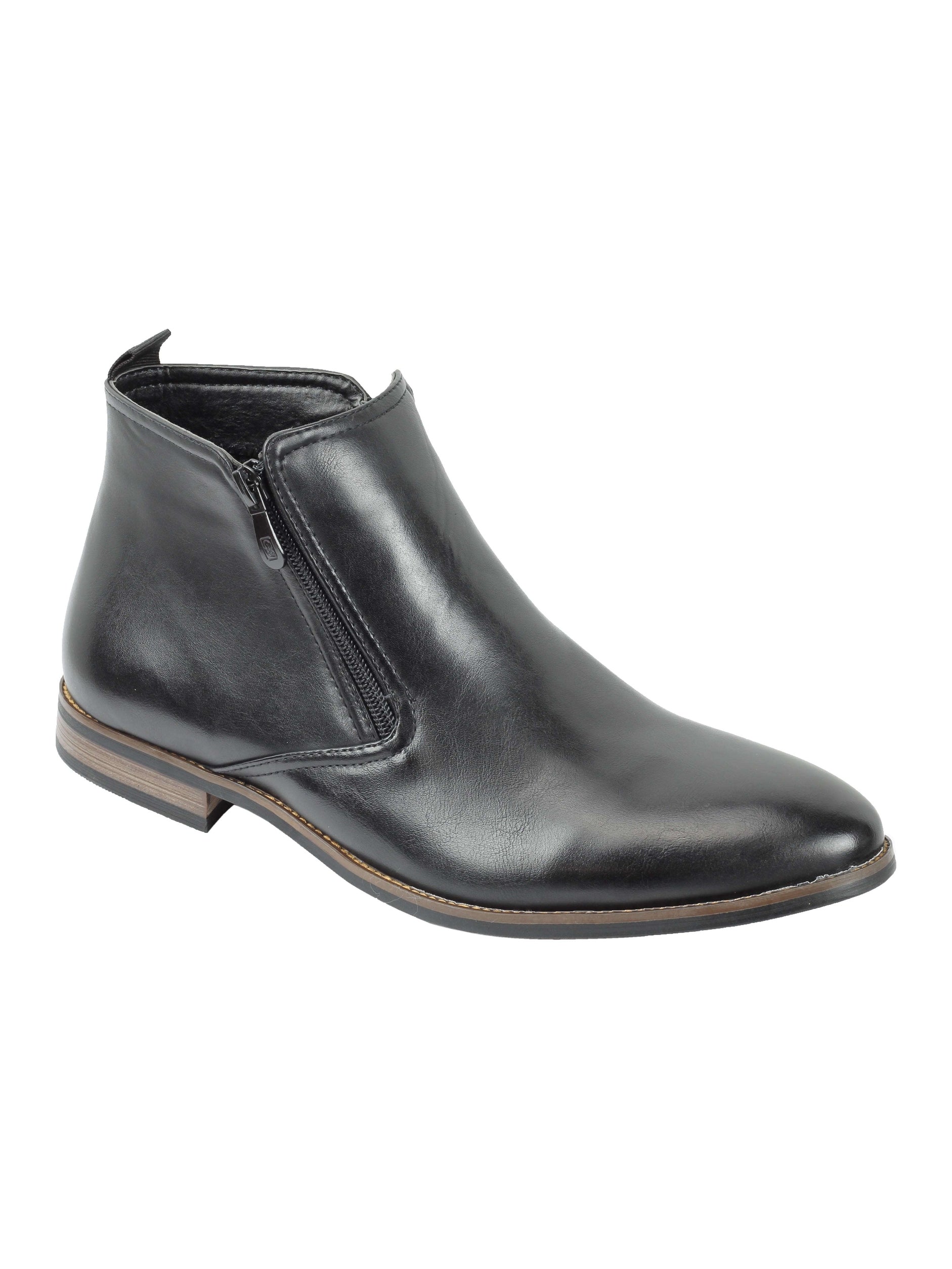 FAUX LEATHER CHELSEA BOOTS LOW ANKLE IN BLACK