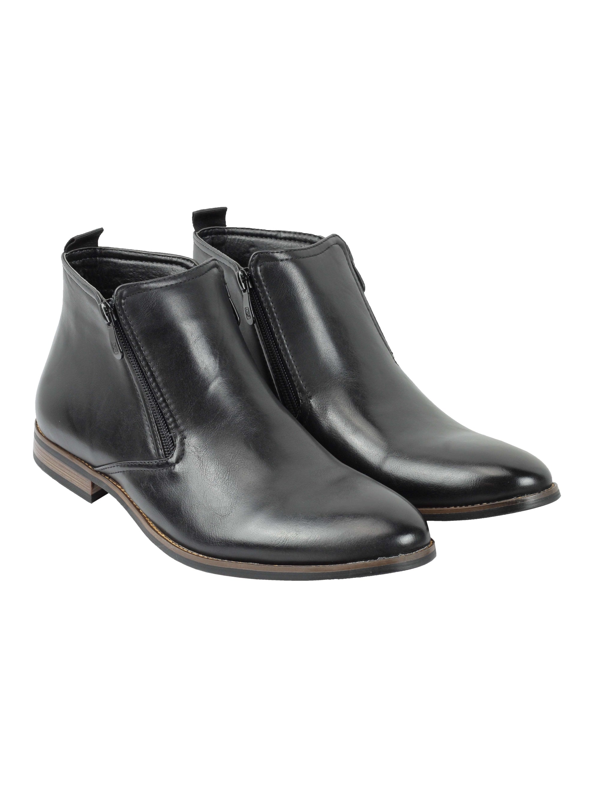 FAUX LEATHER CHELSEA BOOTS LOW ANKLE IN BLACK