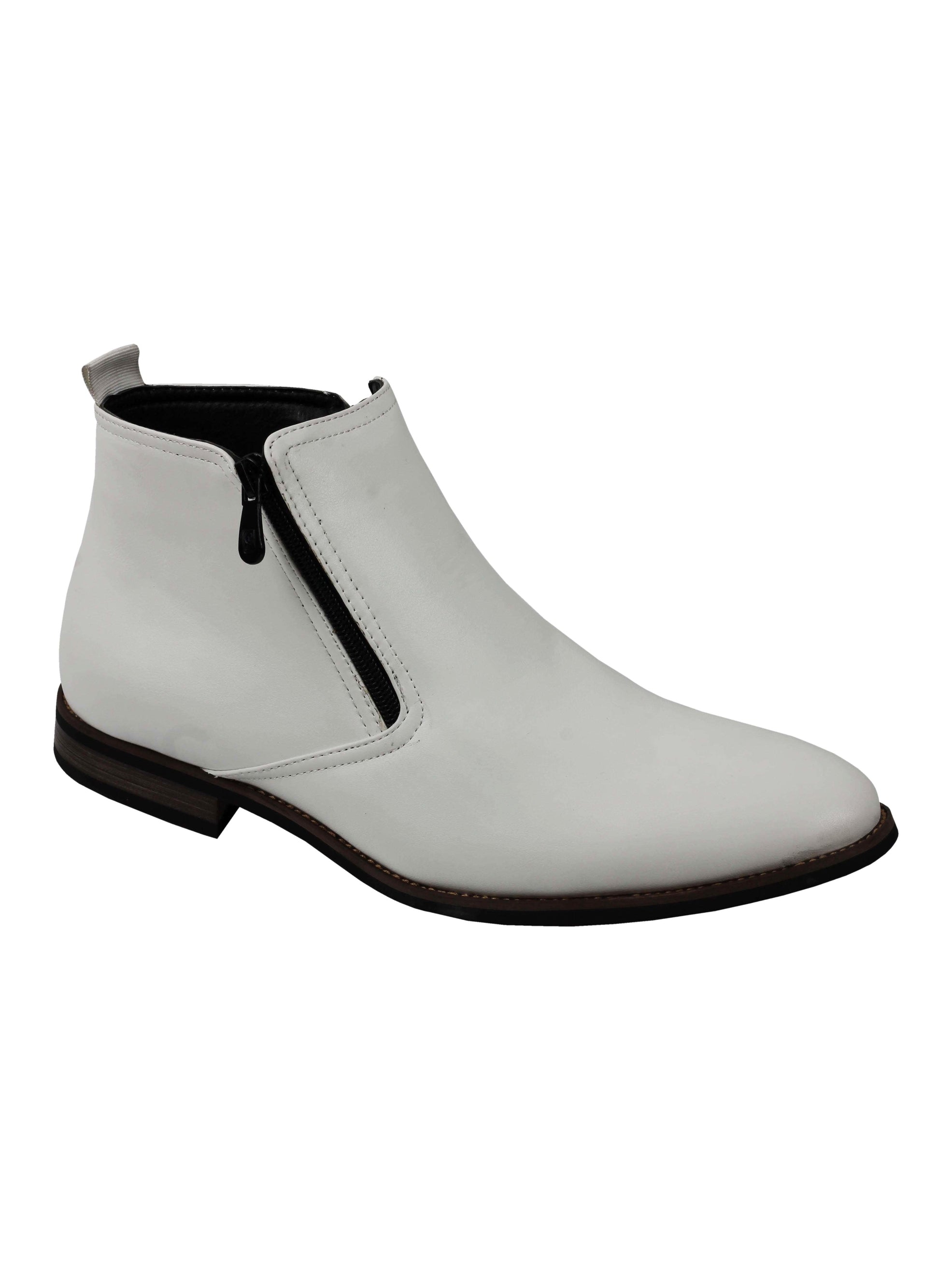 FAUX LEATHER CHELSEA BOOTS LOW ANKLE IN WHITE