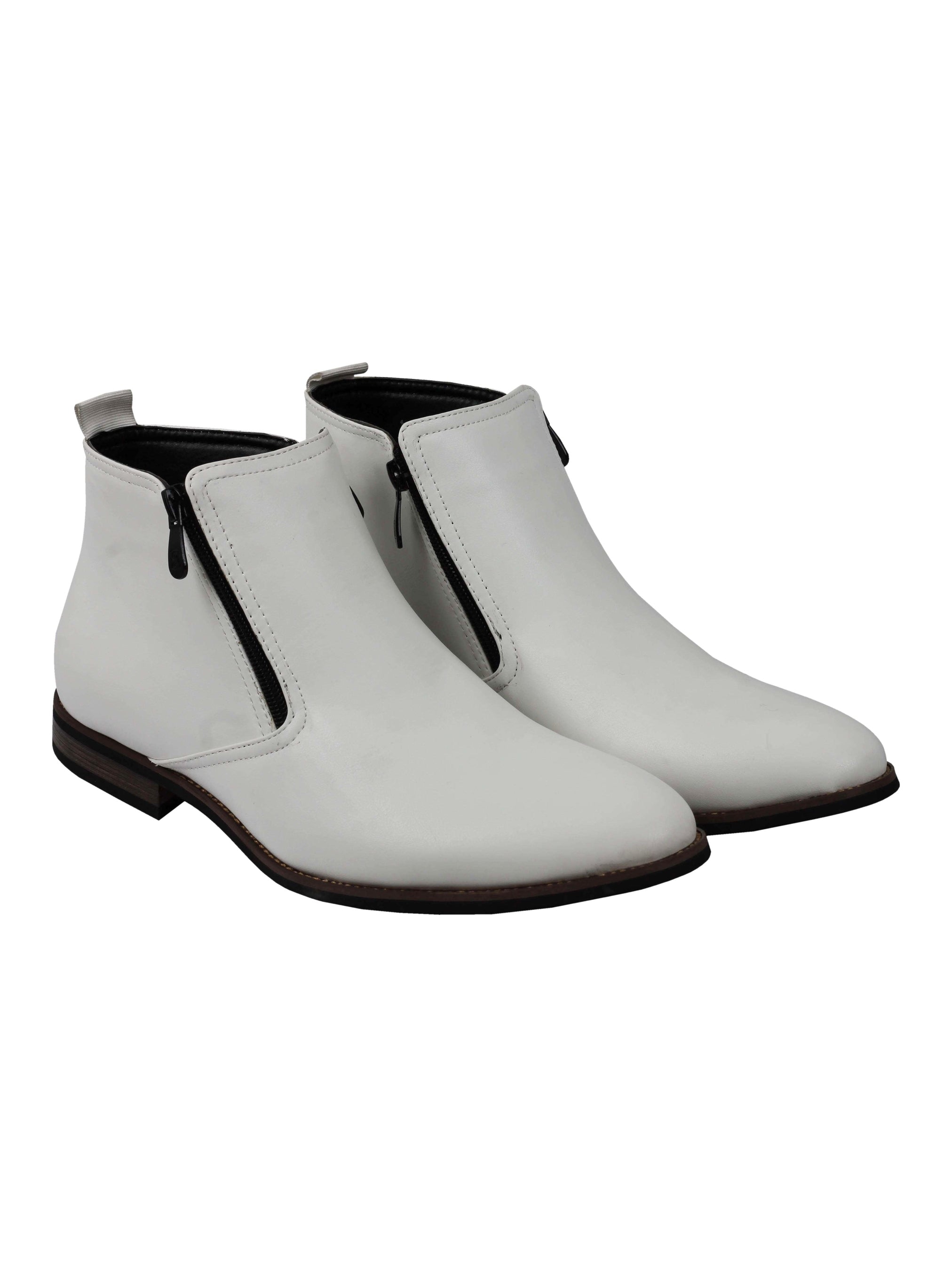 FAUX LEATHER CHELSEA BOOTS LOW ANKLE IN WHITE