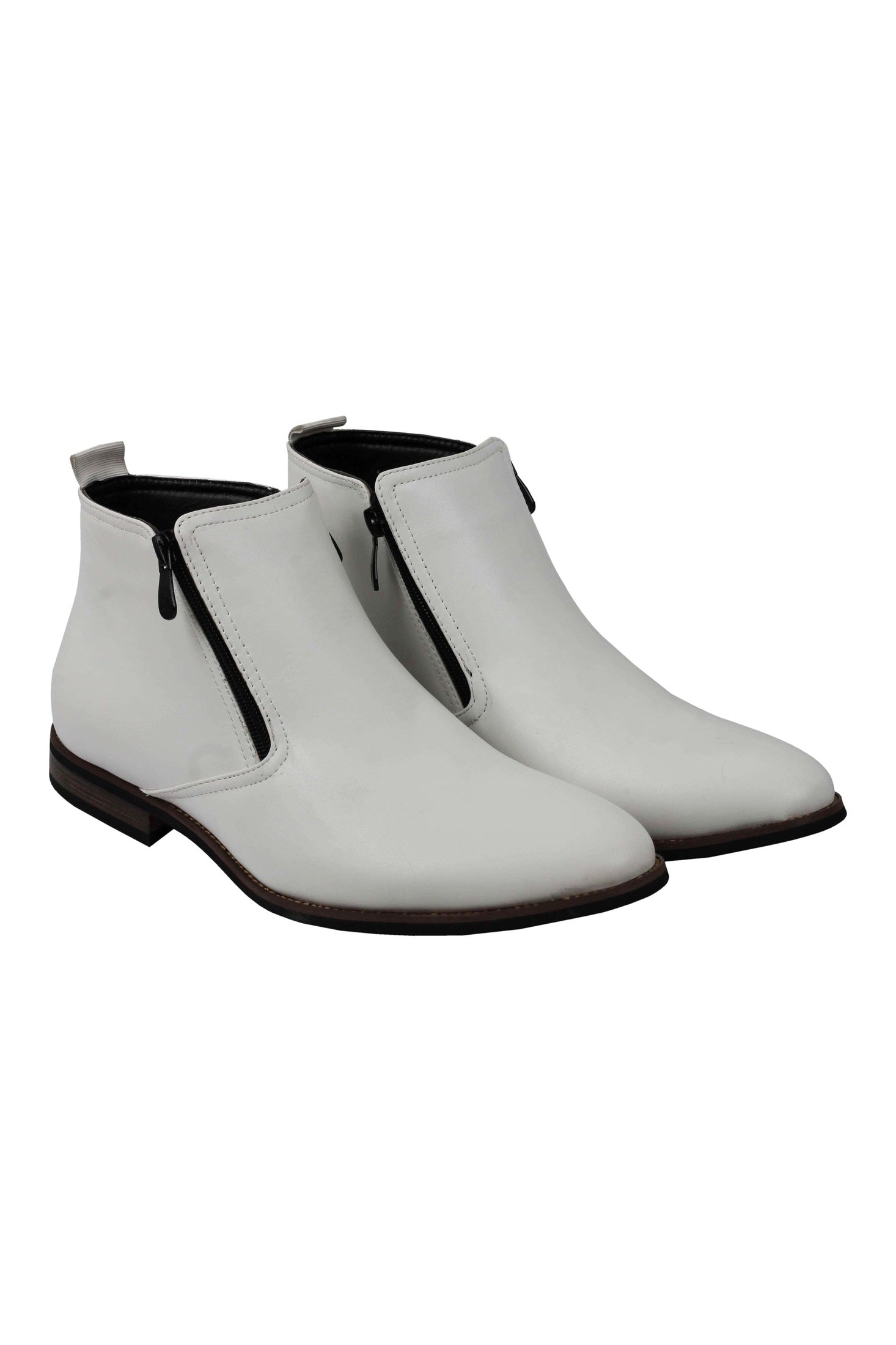 FAUX LEATHER CHELSEA BOOTS LOW ANKLE IN WHITE