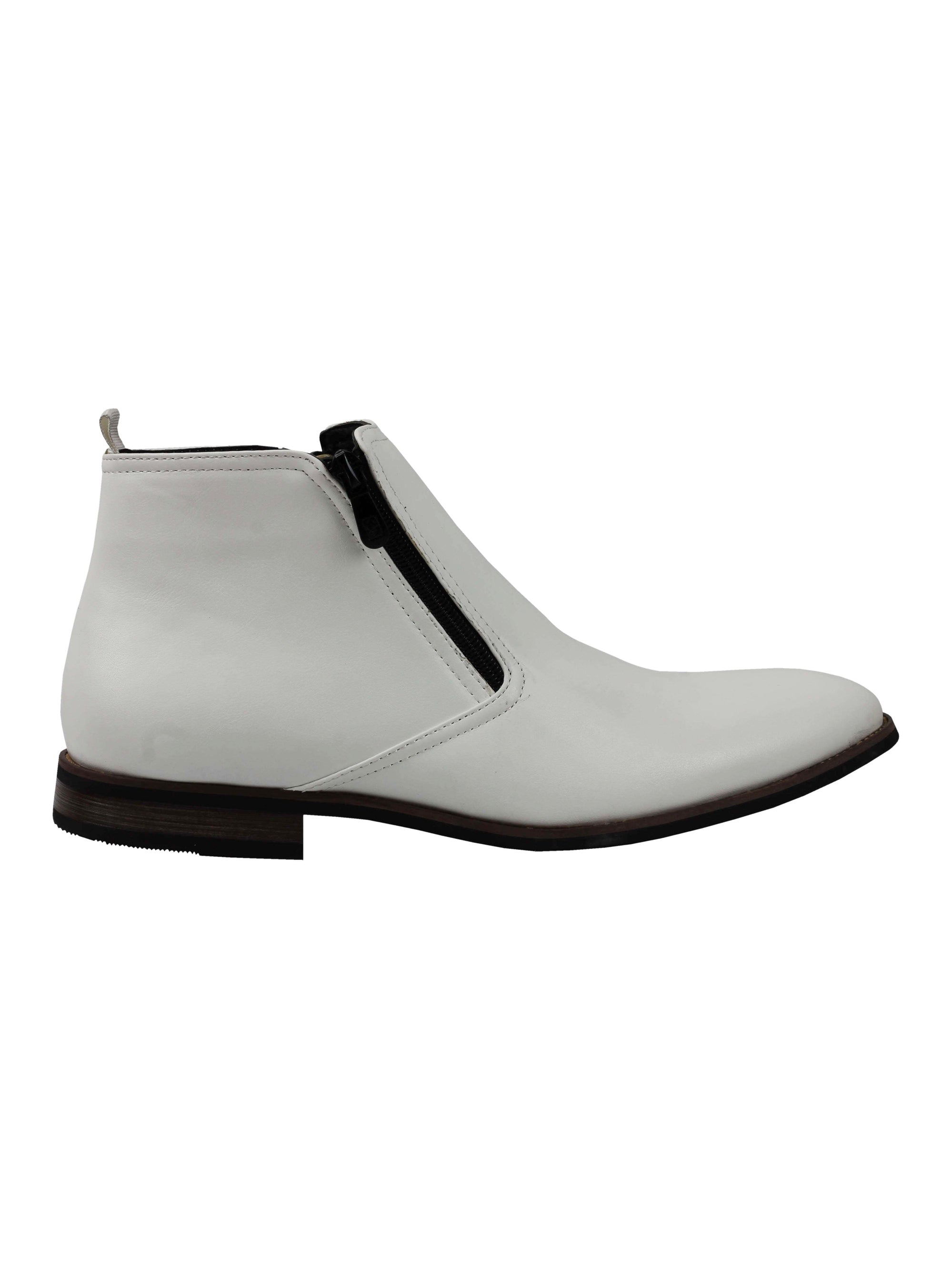 Faux Leather Chelsea Boots Low Ankle In White