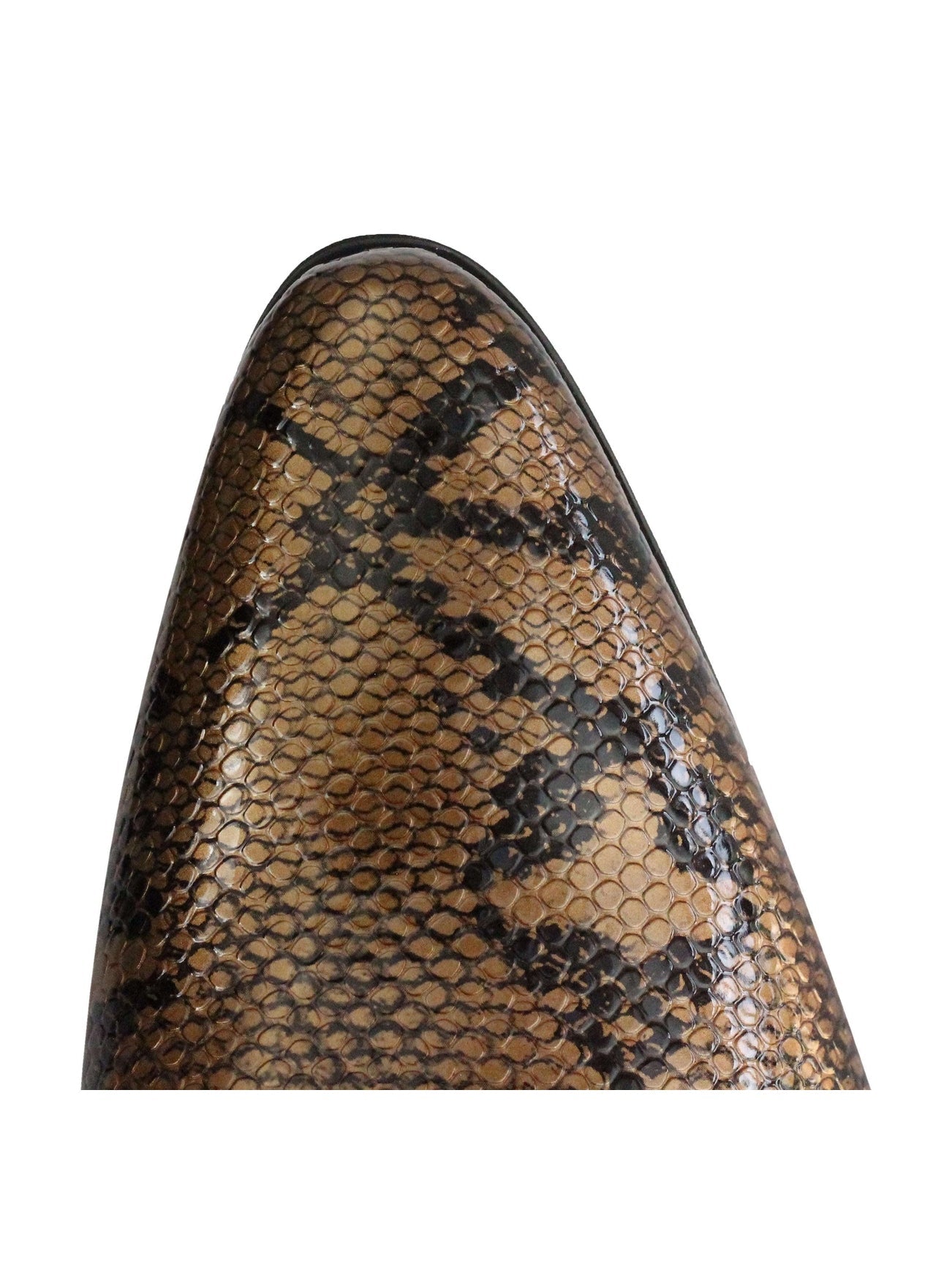 SHINY PATENT FAUX LEATHER SHOES IN BROWN