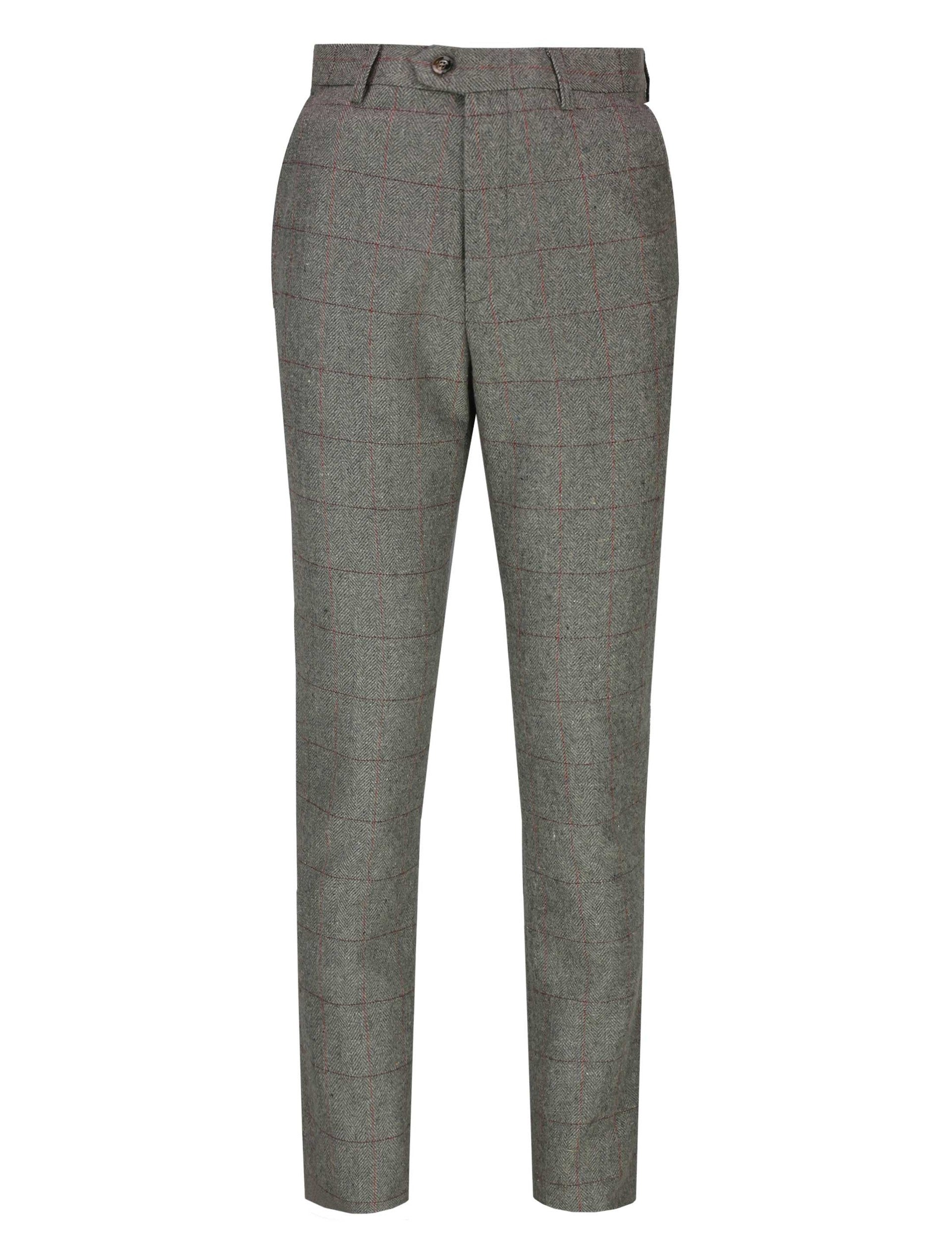 KANO - GREY TWEED HERRINGBONE TROUSERS