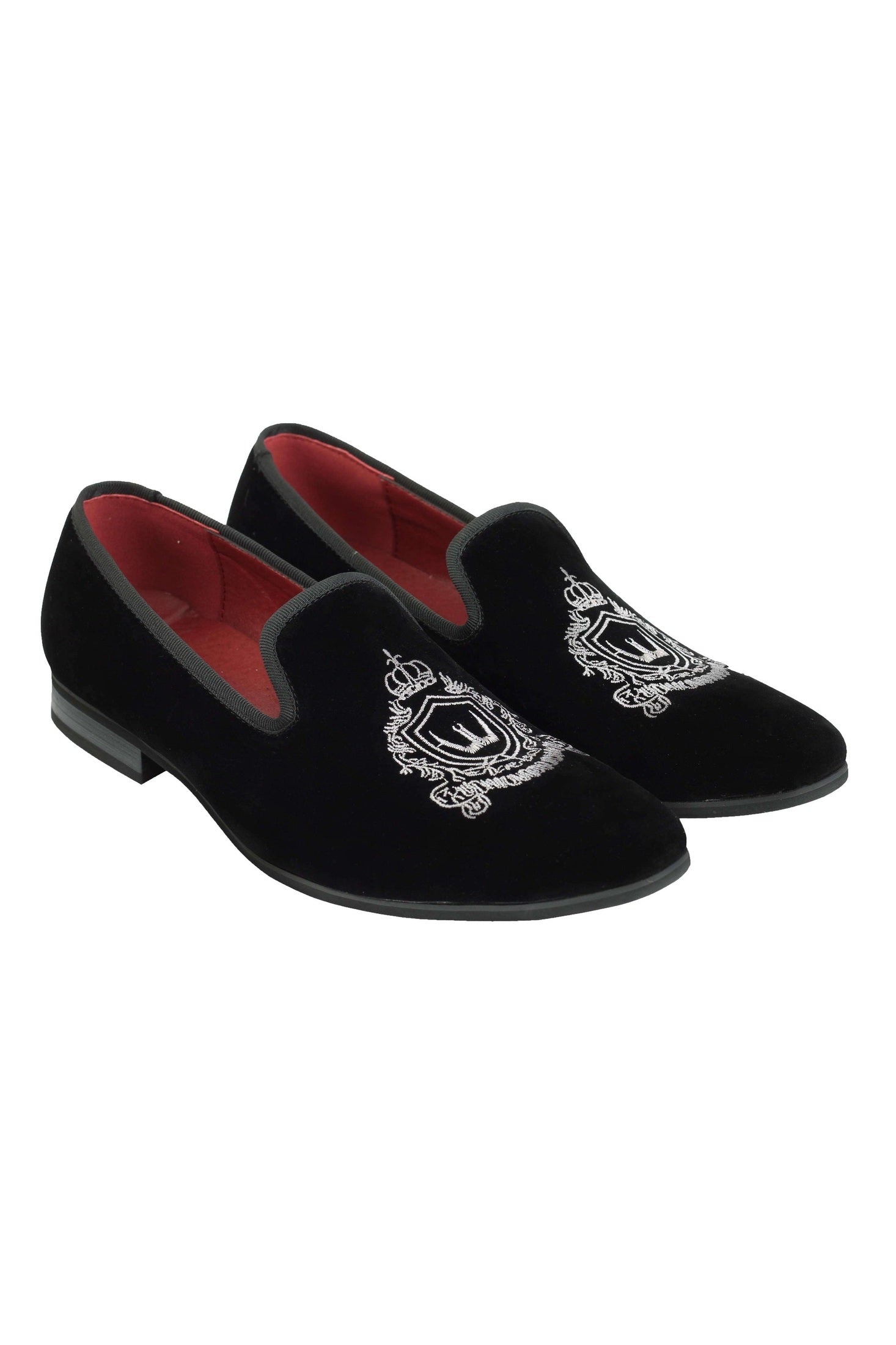 FAUX VELVET EMBROIDERY SUEDE LEATHER LOAFERS