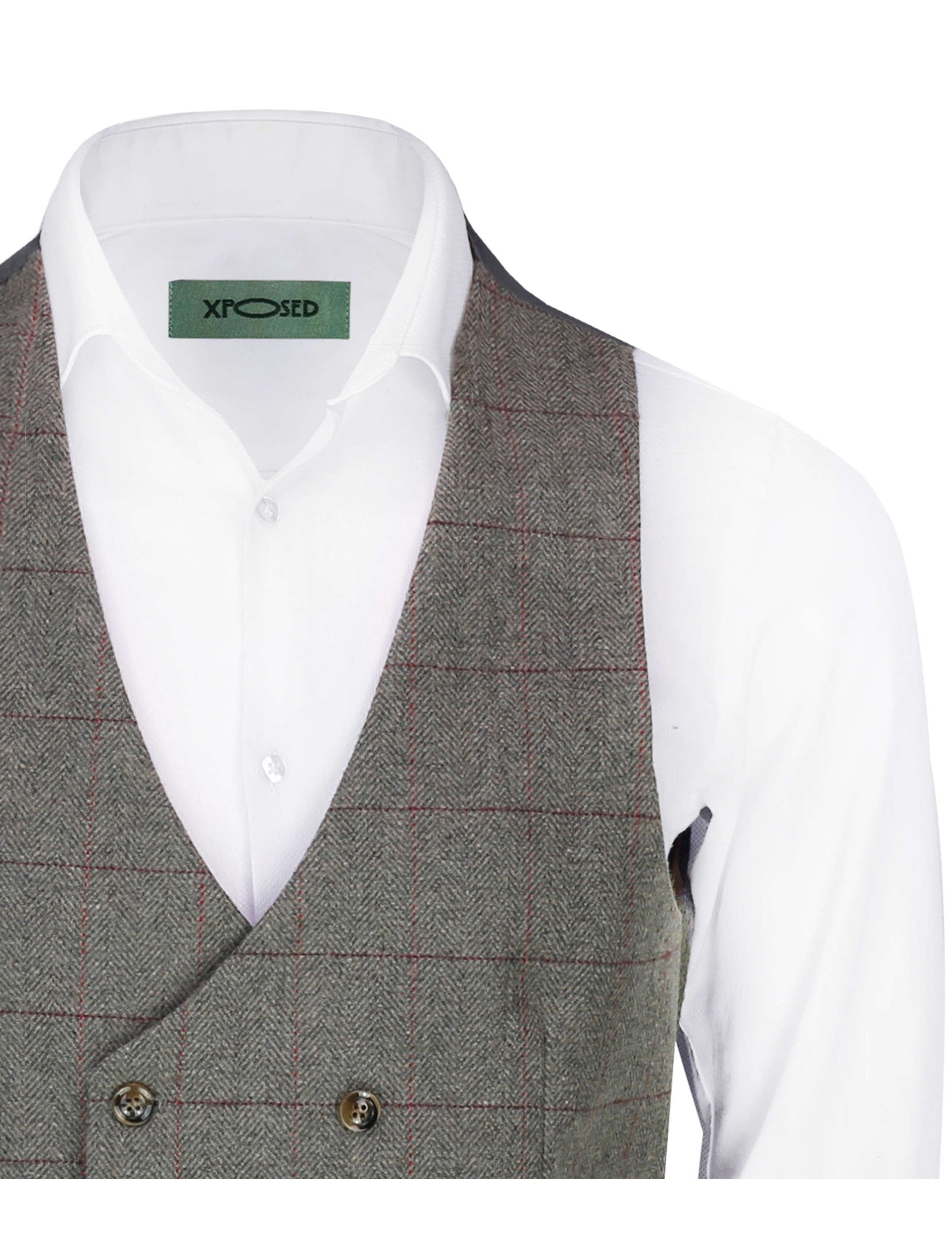 Kano - Grey Tweed Double Breasted Waistcoat