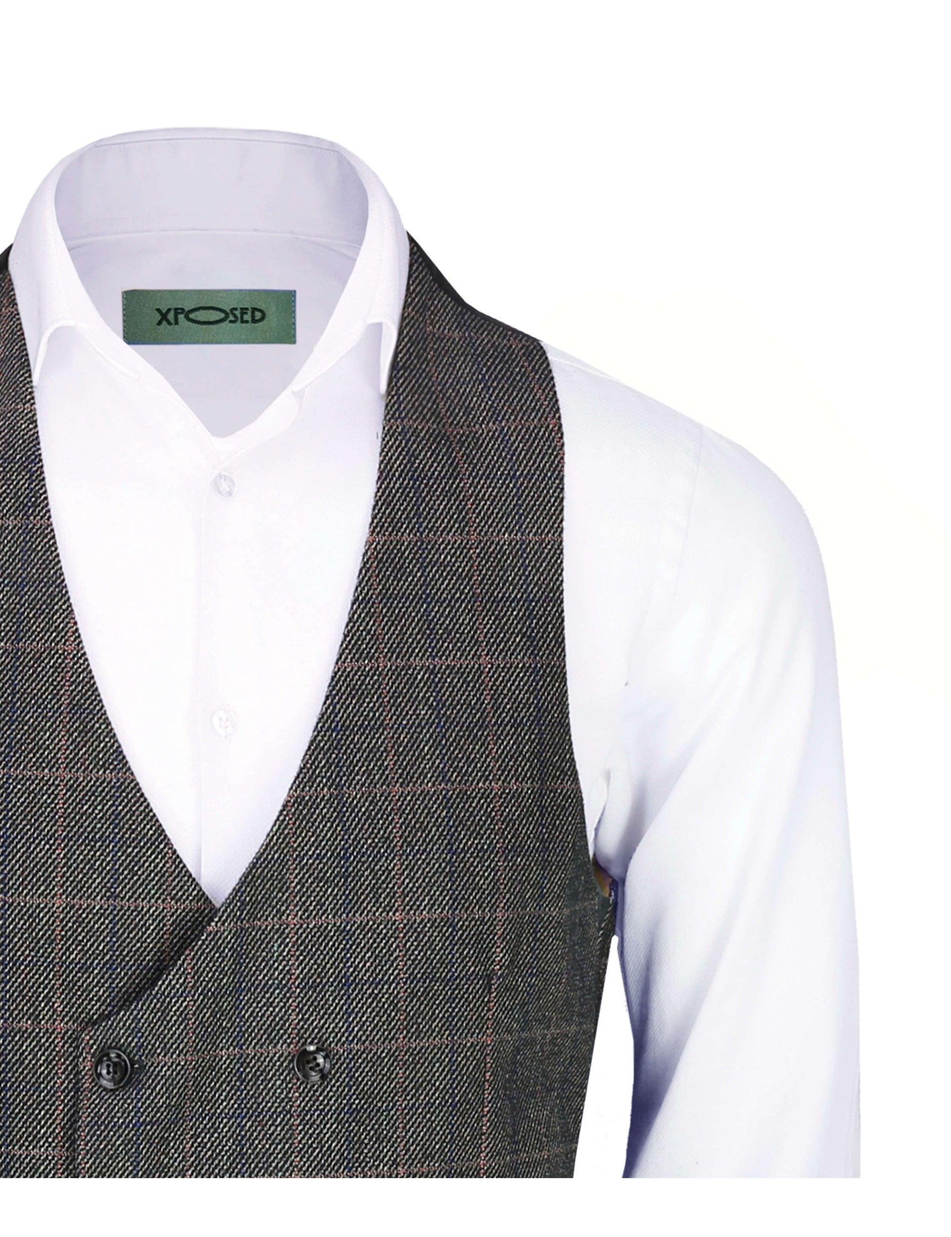 CARER – DOUBLE BREASTED TWEED BROWN WAISTCOAT