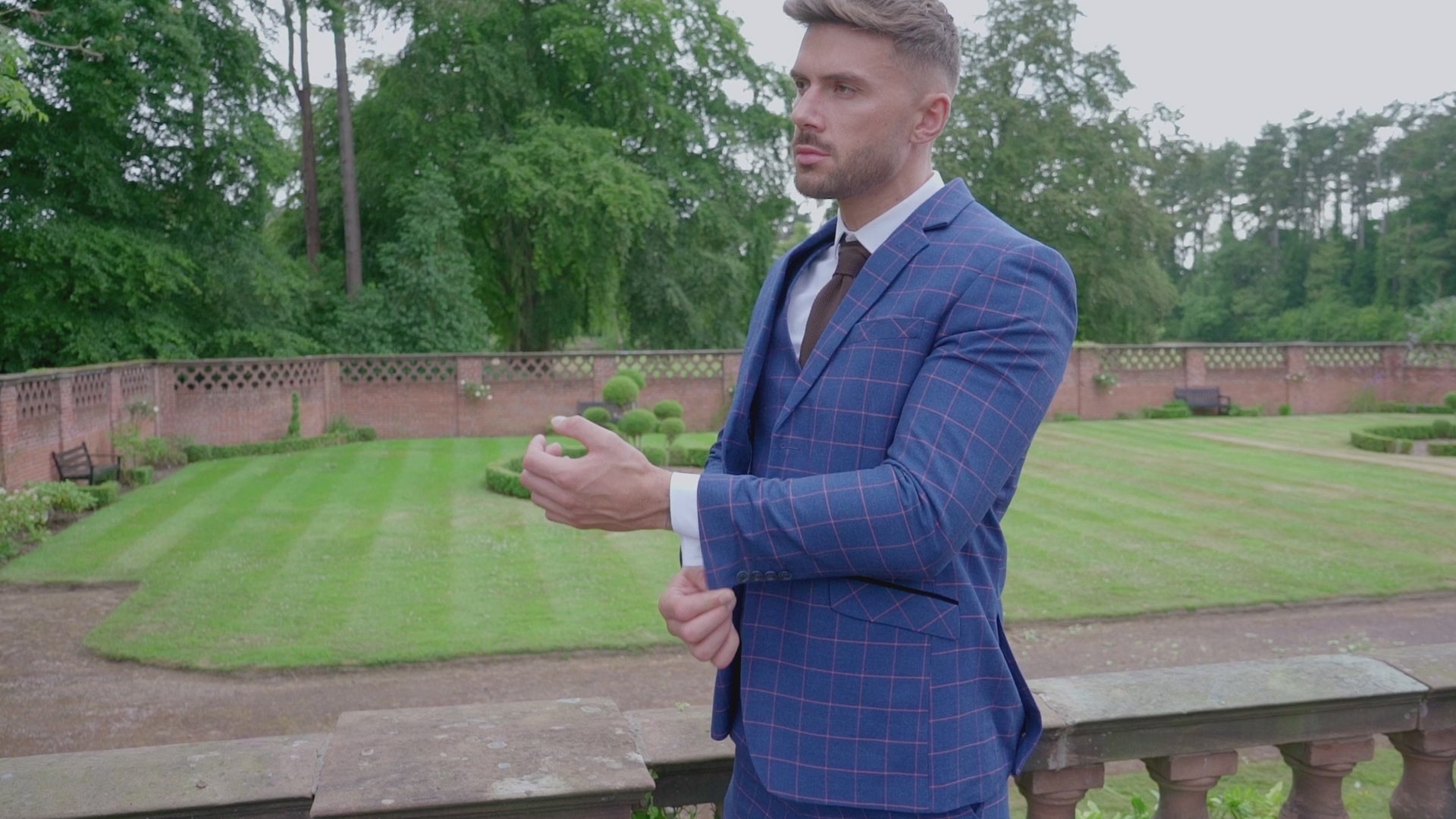 Roger - Orange on Blue Window Check Suit