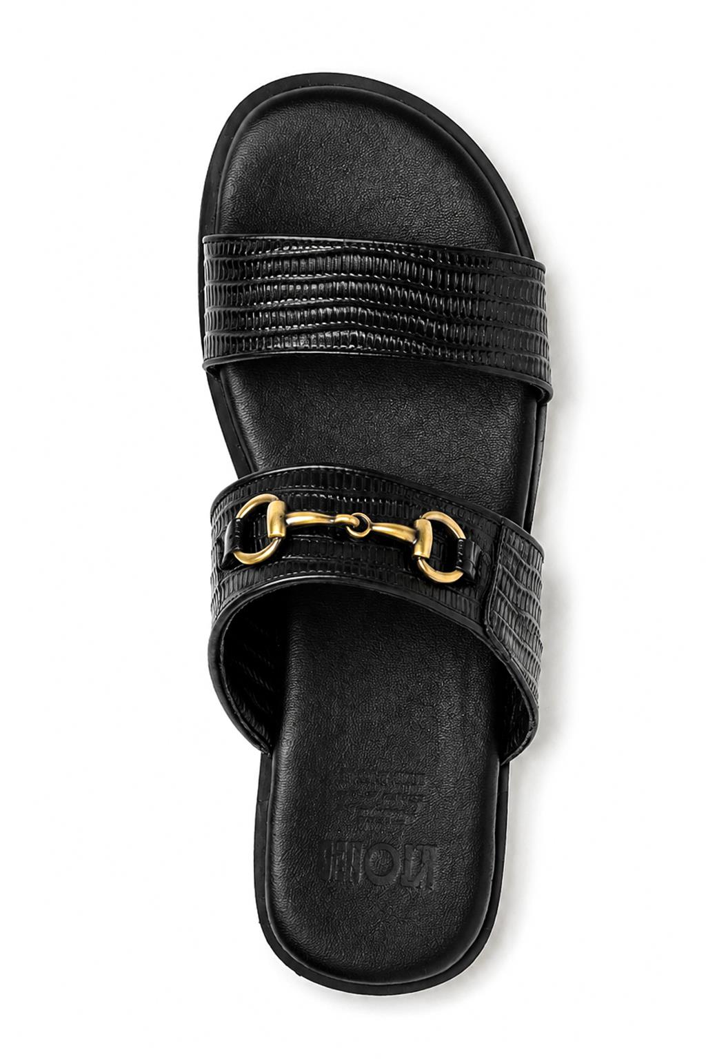 Men's Black Handmade Real Leather Snaffle Bit Open Toe Sandals