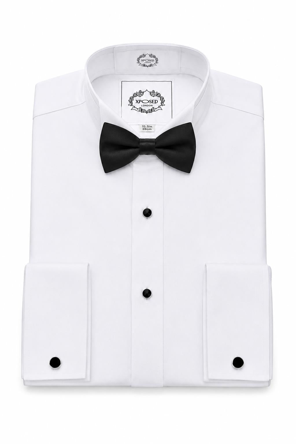 WHITE TUXEDO WING COLLAR SHIRT