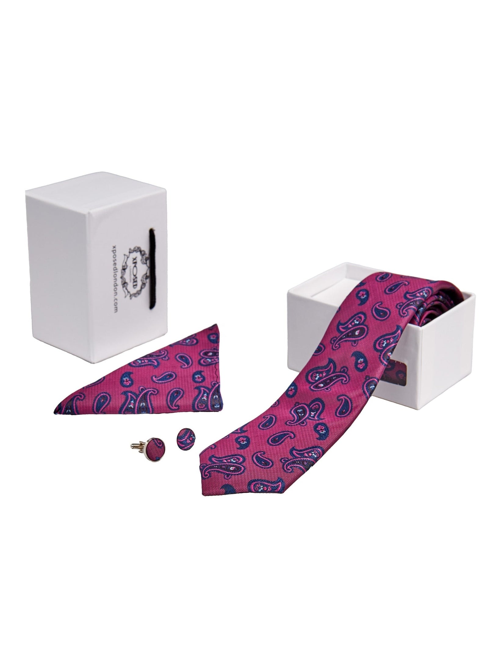 BURNT PINK PAISLEY PRINT NECKTIE SET