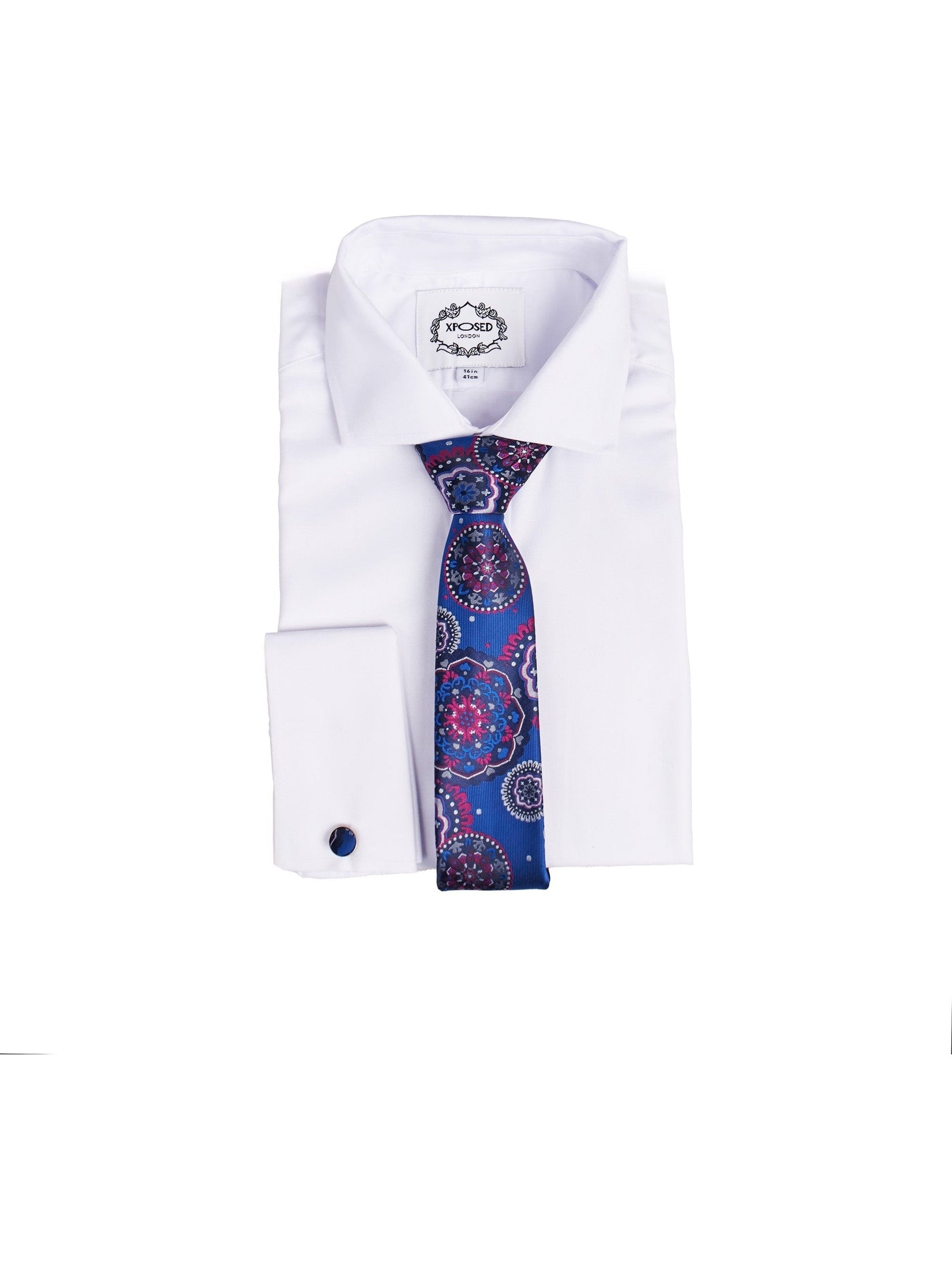 BLUE FLORAL PAISLEY NECK TIE SET