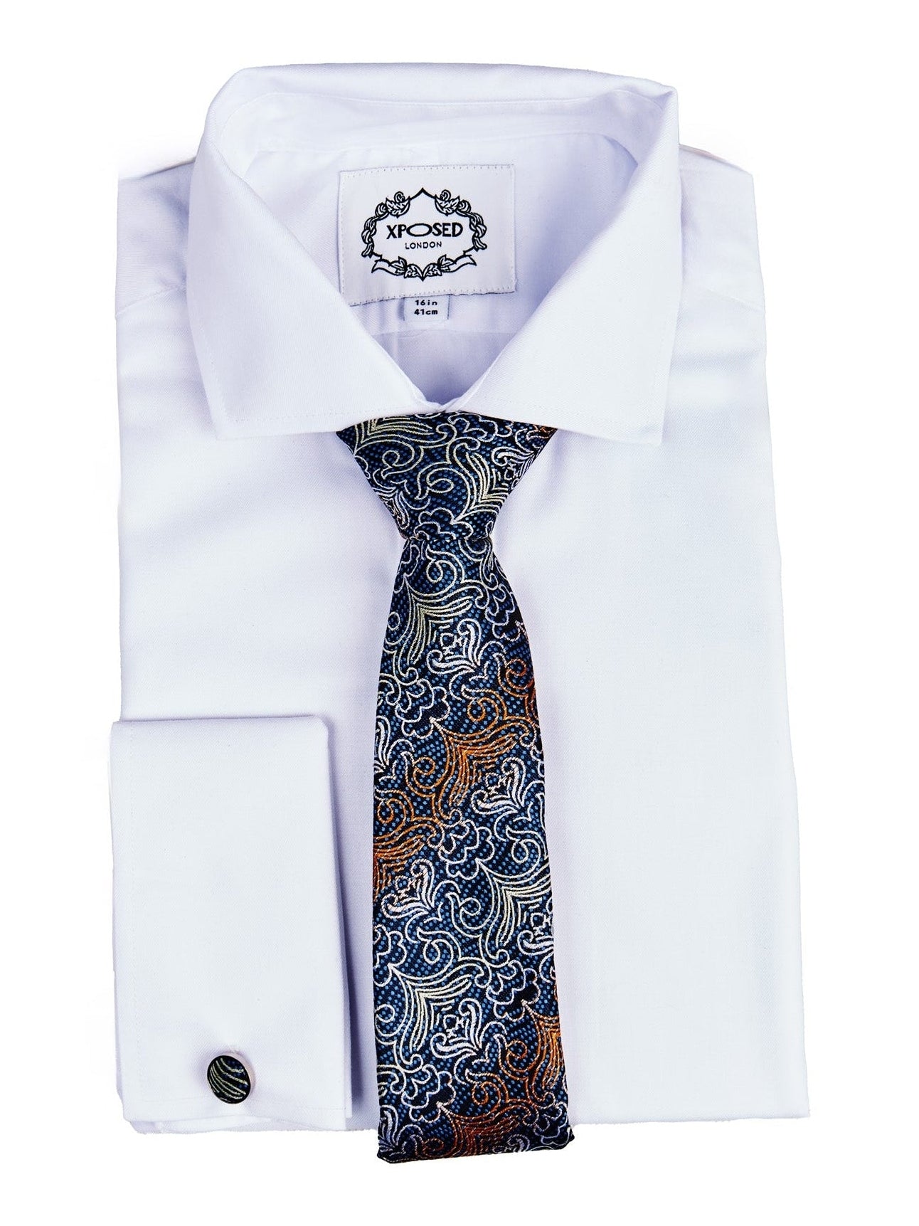 TEAL BLUE FLORAL PAISLEY NECK TIE SET