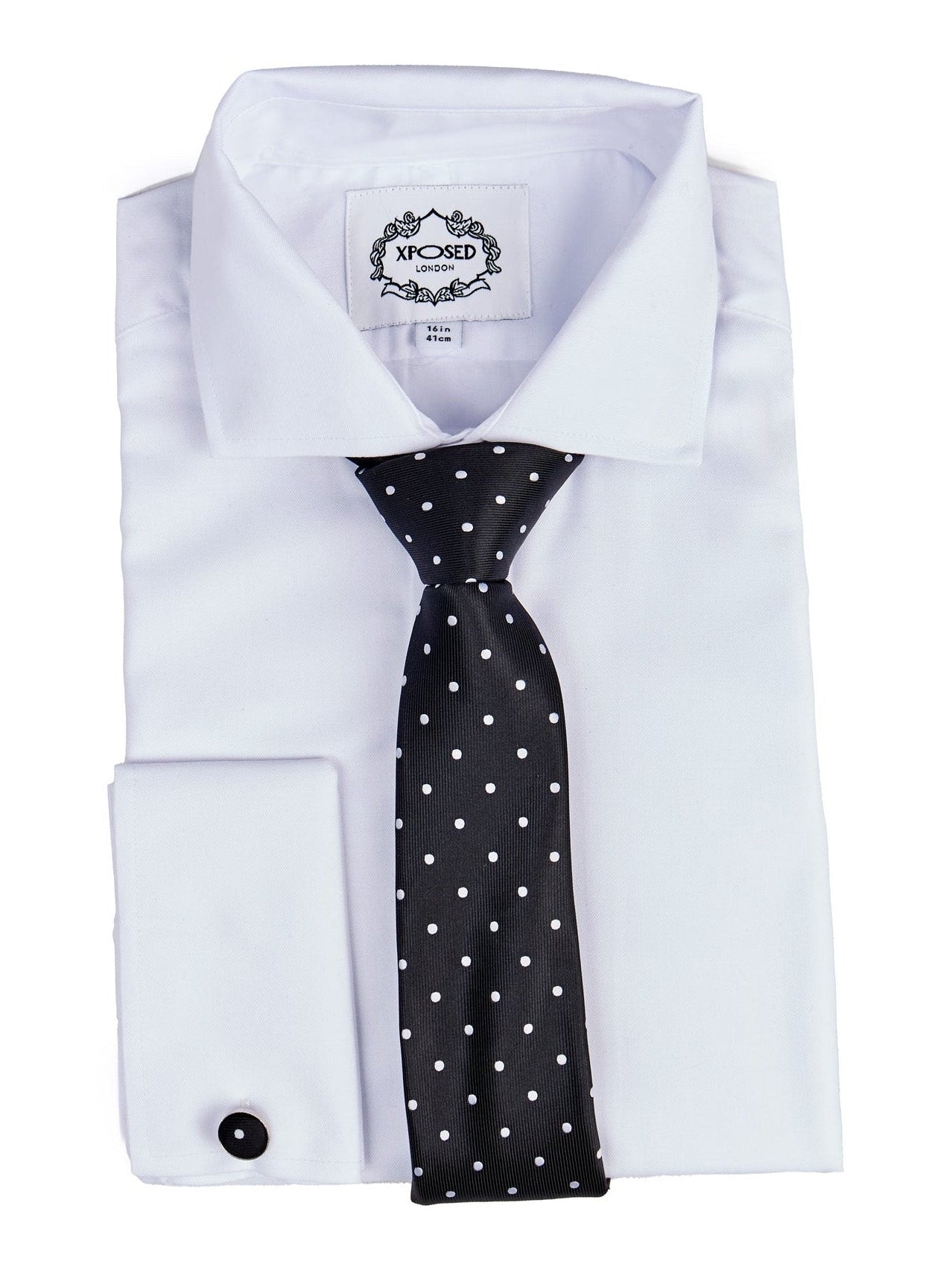 BLACK POLKA DOT NECK TIE SET