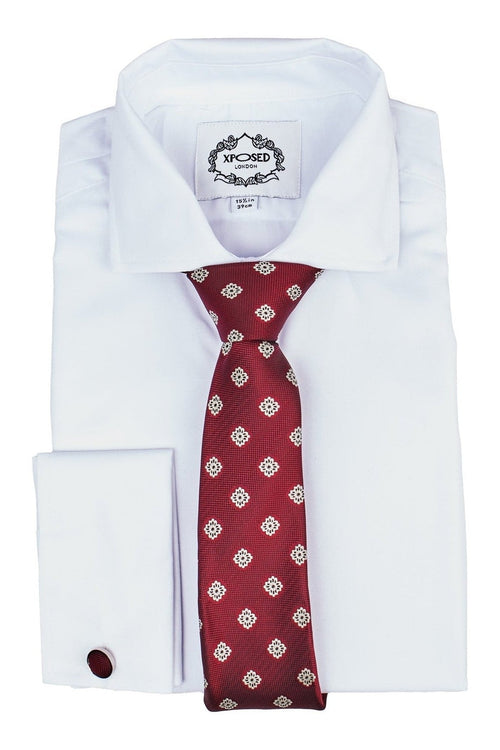 MAROON MINI FLORAL NECK TIE SET