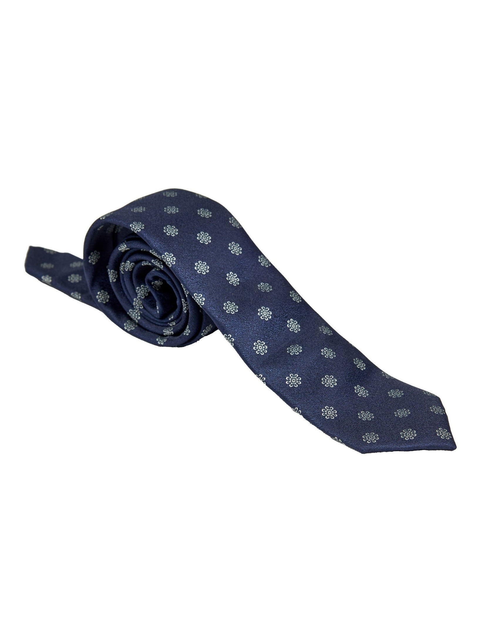 NAVY MINI FLORAL NECK TIE SET