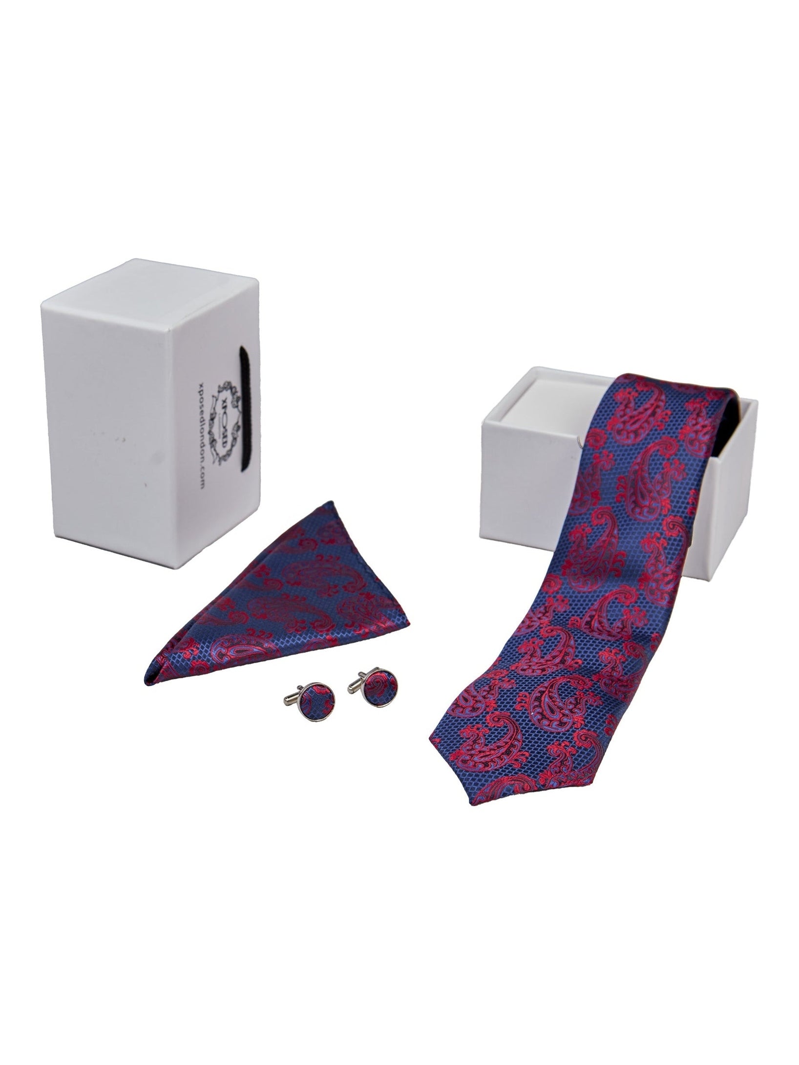 BLUE PAISLEY PRINT NECKTIE SET