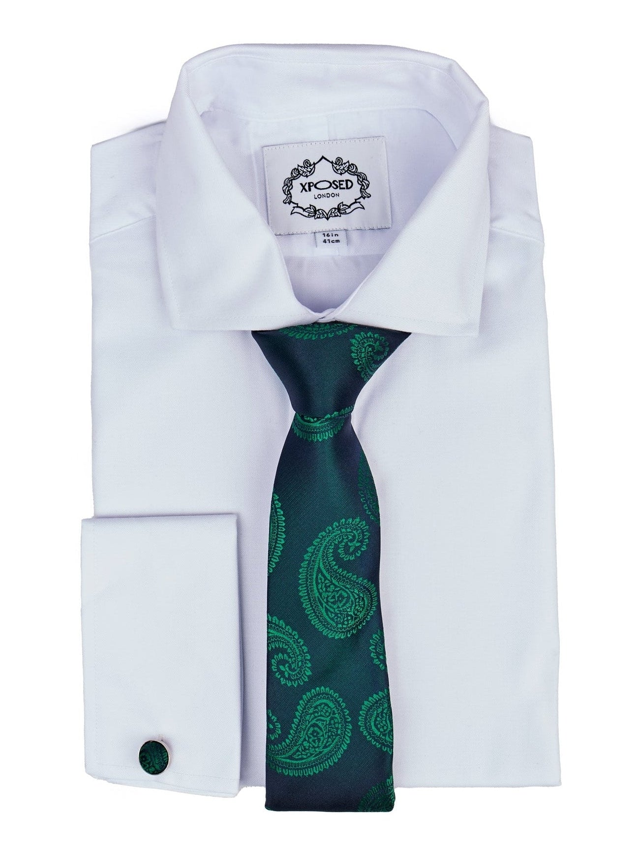 GREEN PAISLEY PRINT NECKTIE SET