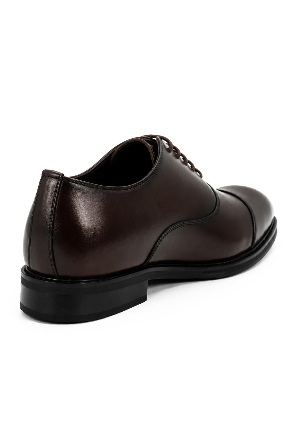 Men's Classic Brown Faux Leather Toe Cap Oxford Lace-up Shoes