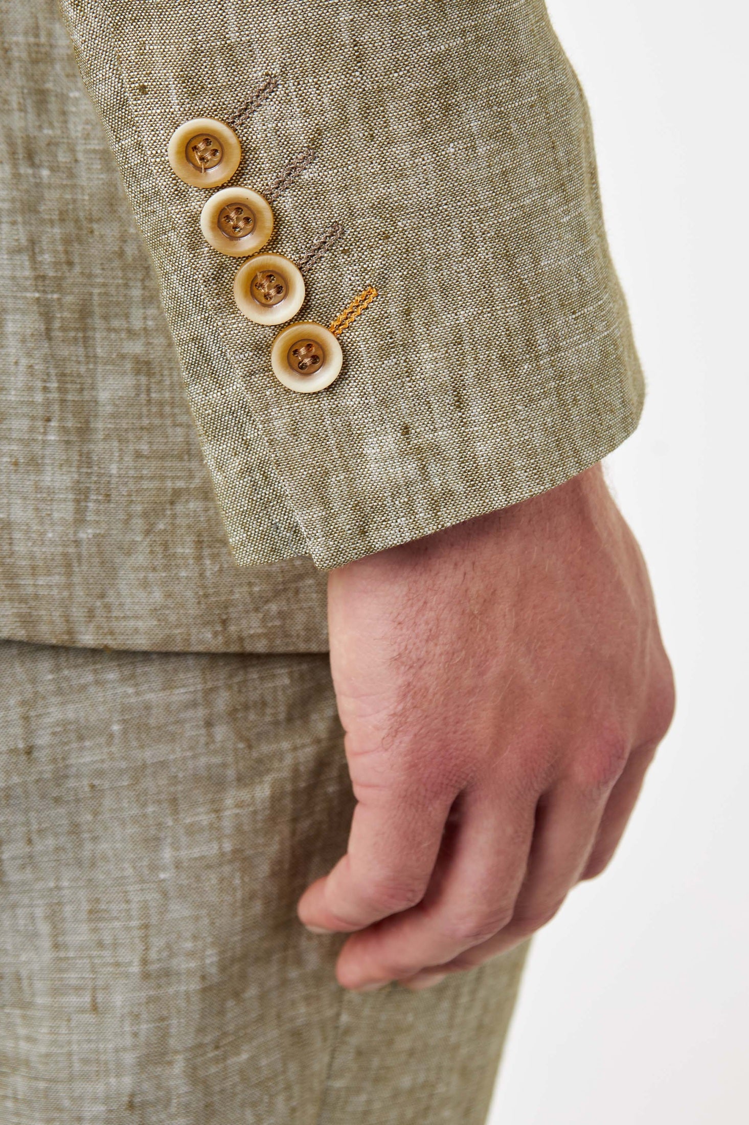 LEWIS - Tailored Fit Sage Green Linen Double Breasted Jacket