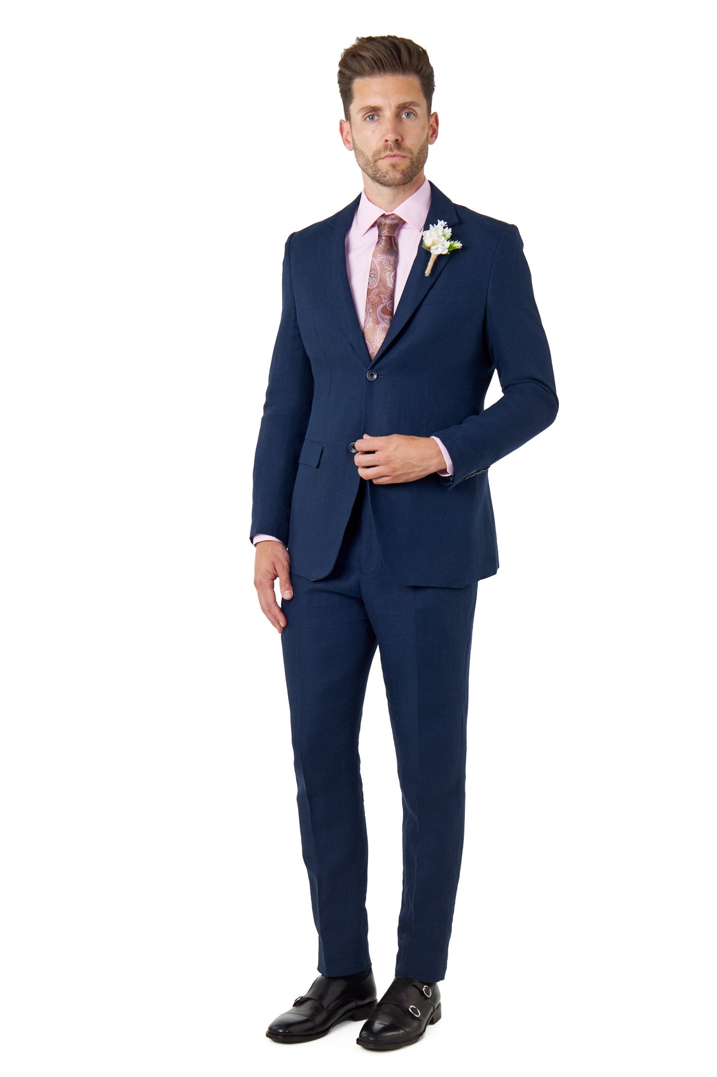 RAY – Herringbone Linen Suit in Tailored Fit