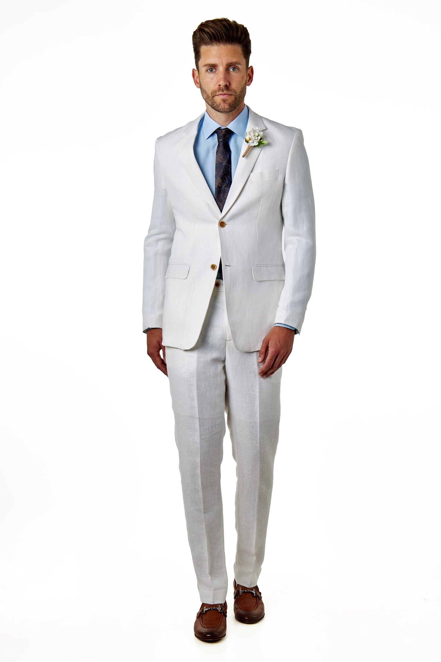 RAY – Herringbone Linen Suit in Tailored Fit