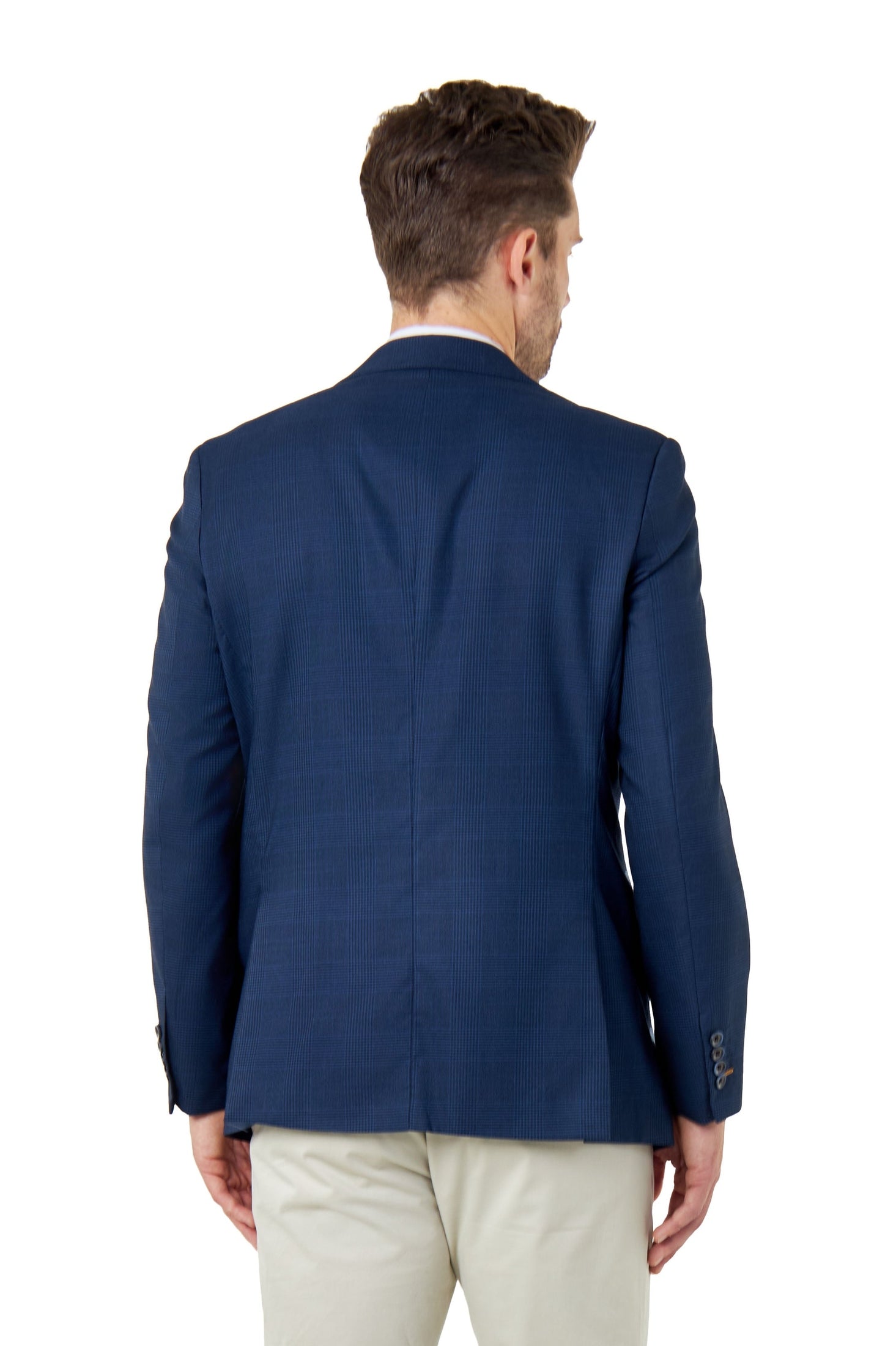 EKON – Navy Blue Prince of Wales Check Tailored Suit Jacket