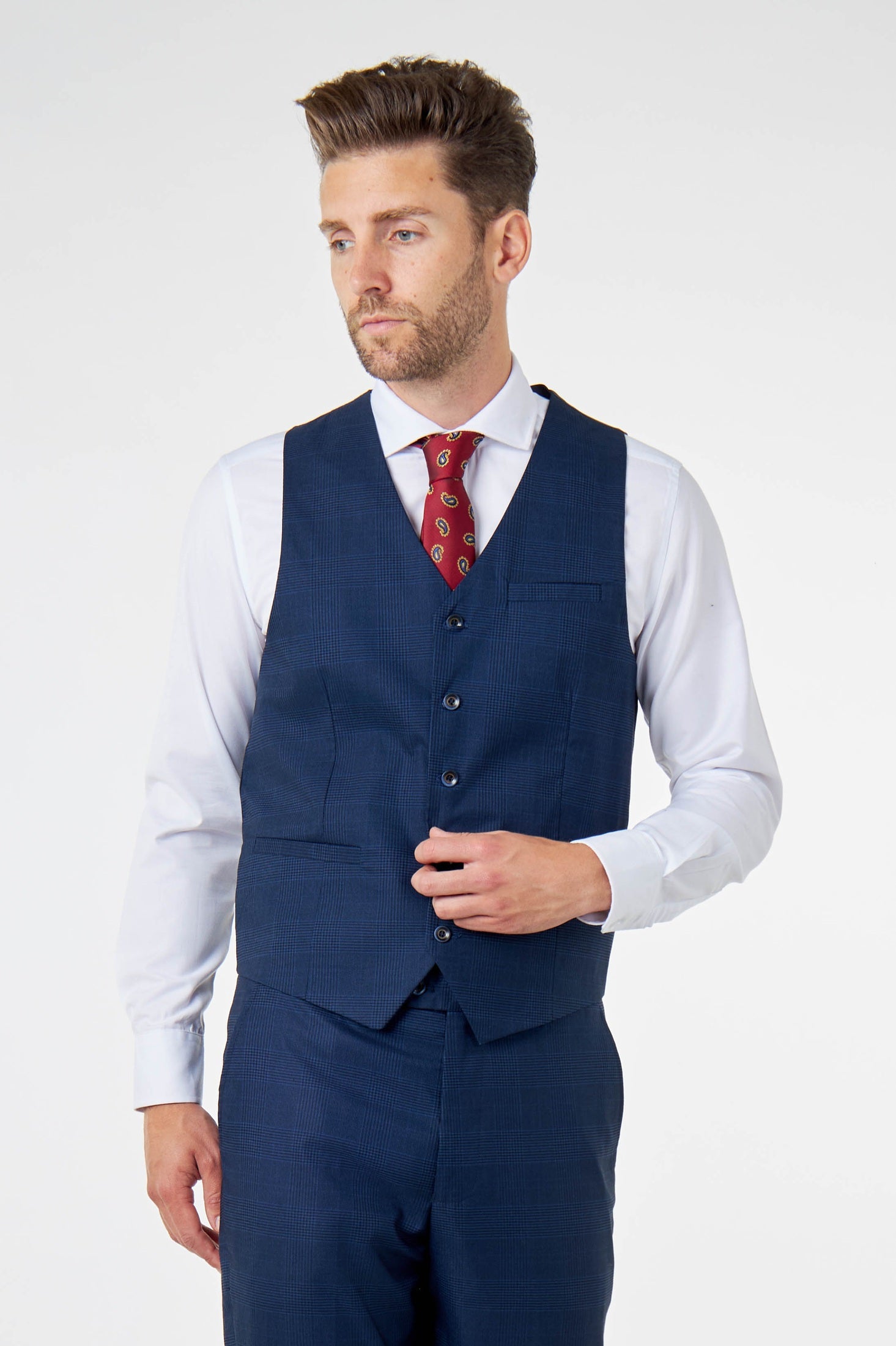 EKON - Prince of Wales Check Suit 3 Piece Tailored Fit