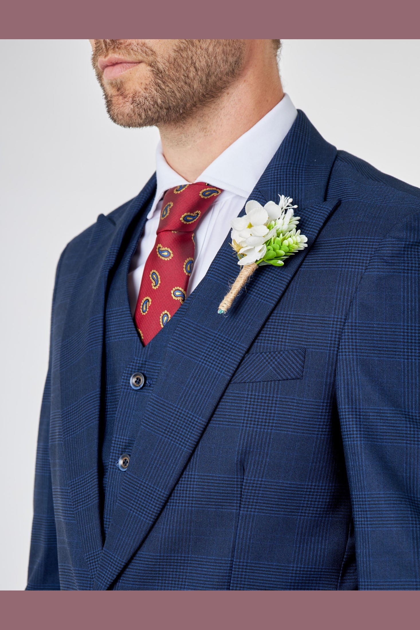 EKON - Prince of Wales Check Suit 3 Piece Tailored Fit