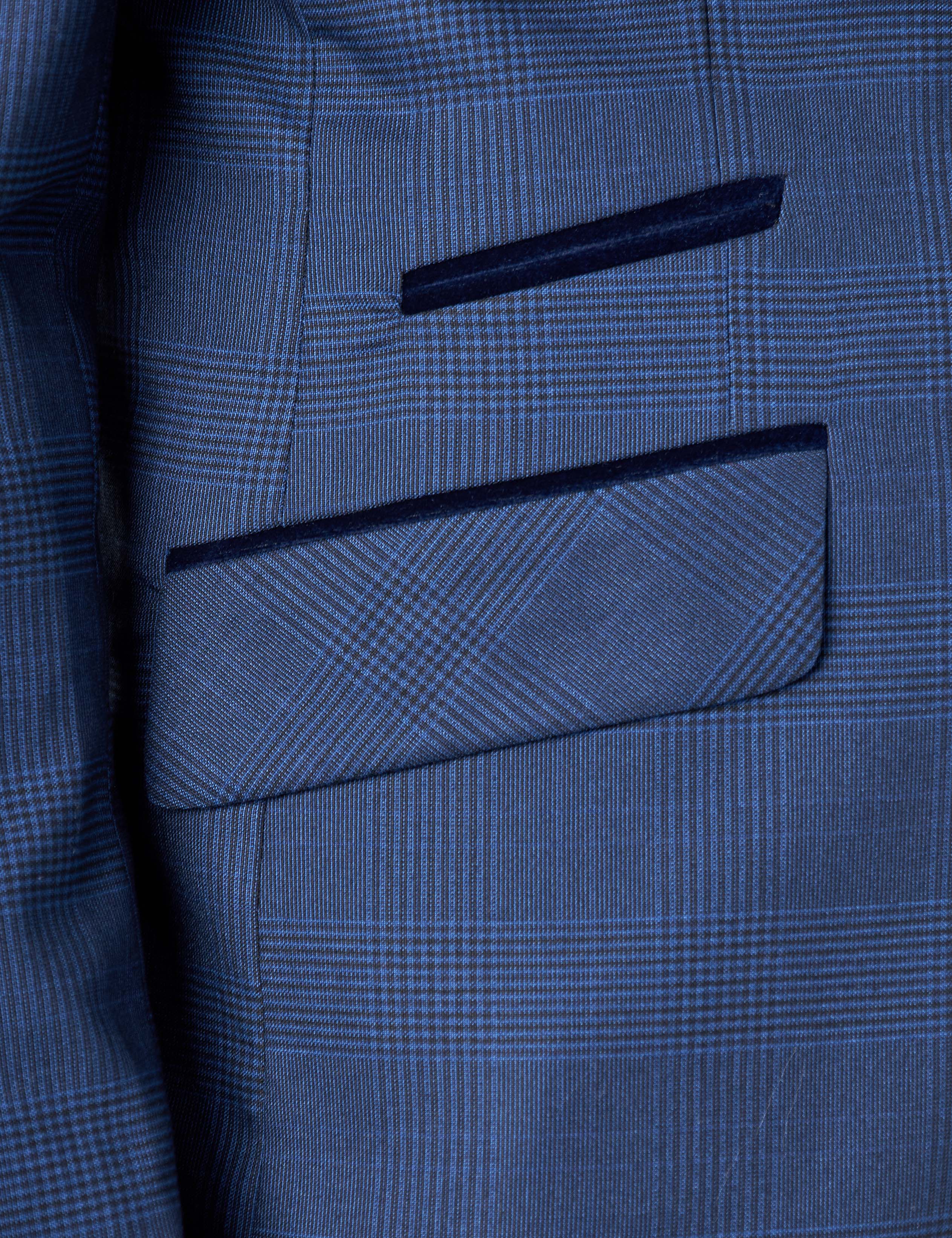 EKON - Navy Prince of Wales Check Suit Tailored Fit