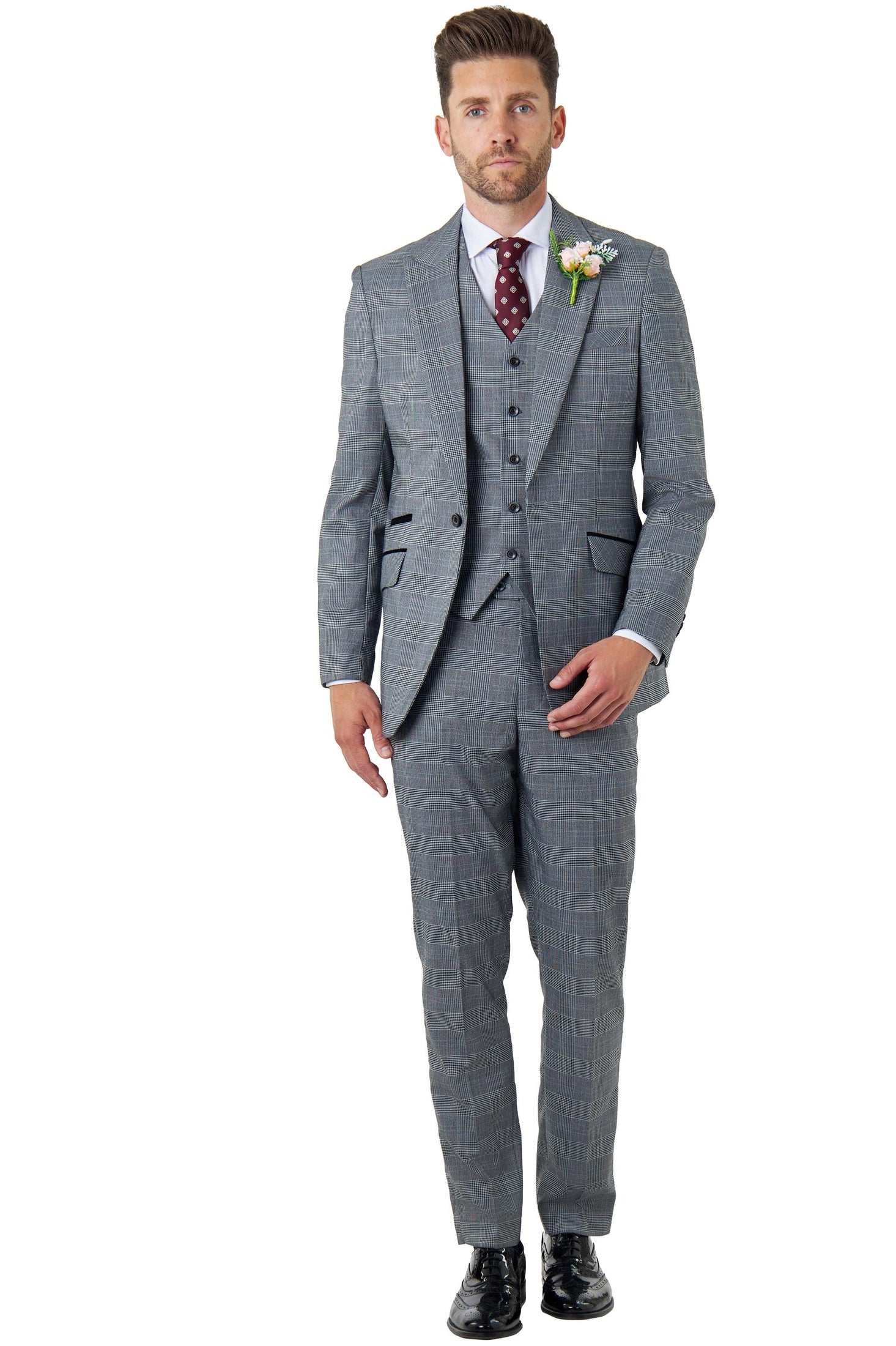 EKON - Prince of Wales Check Suit 3 Piece