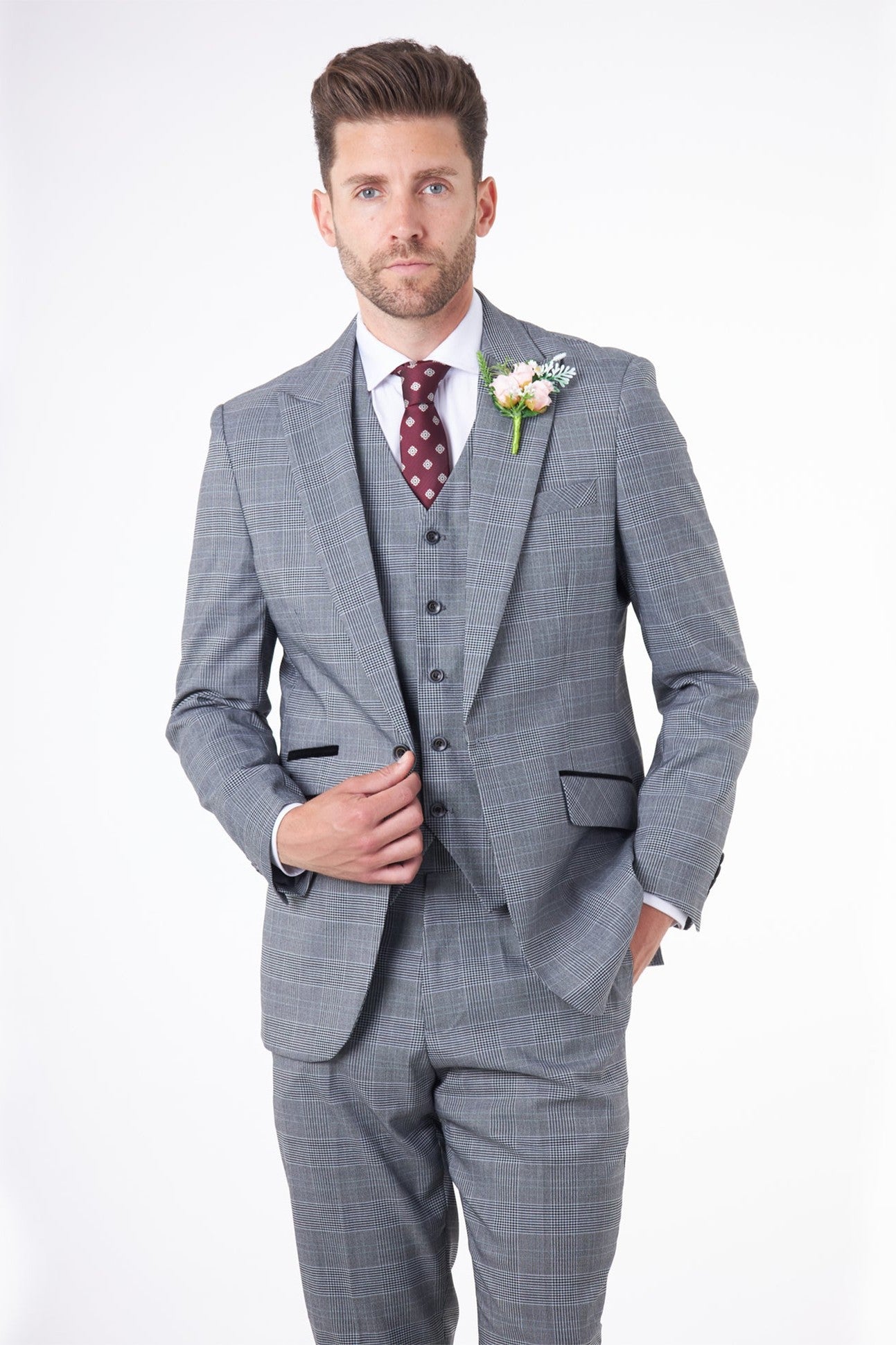 EKON - Prince of Wales Check Suit 3 Piece