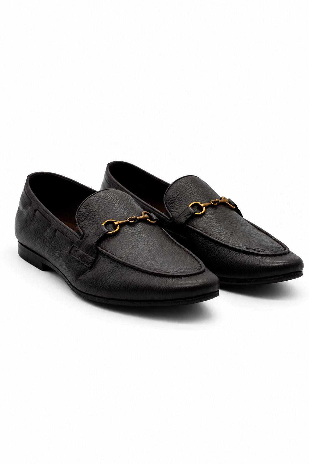 FAZIO Men’s Brown Soft Grain Genuine Leather Snaffle Bit Loafers