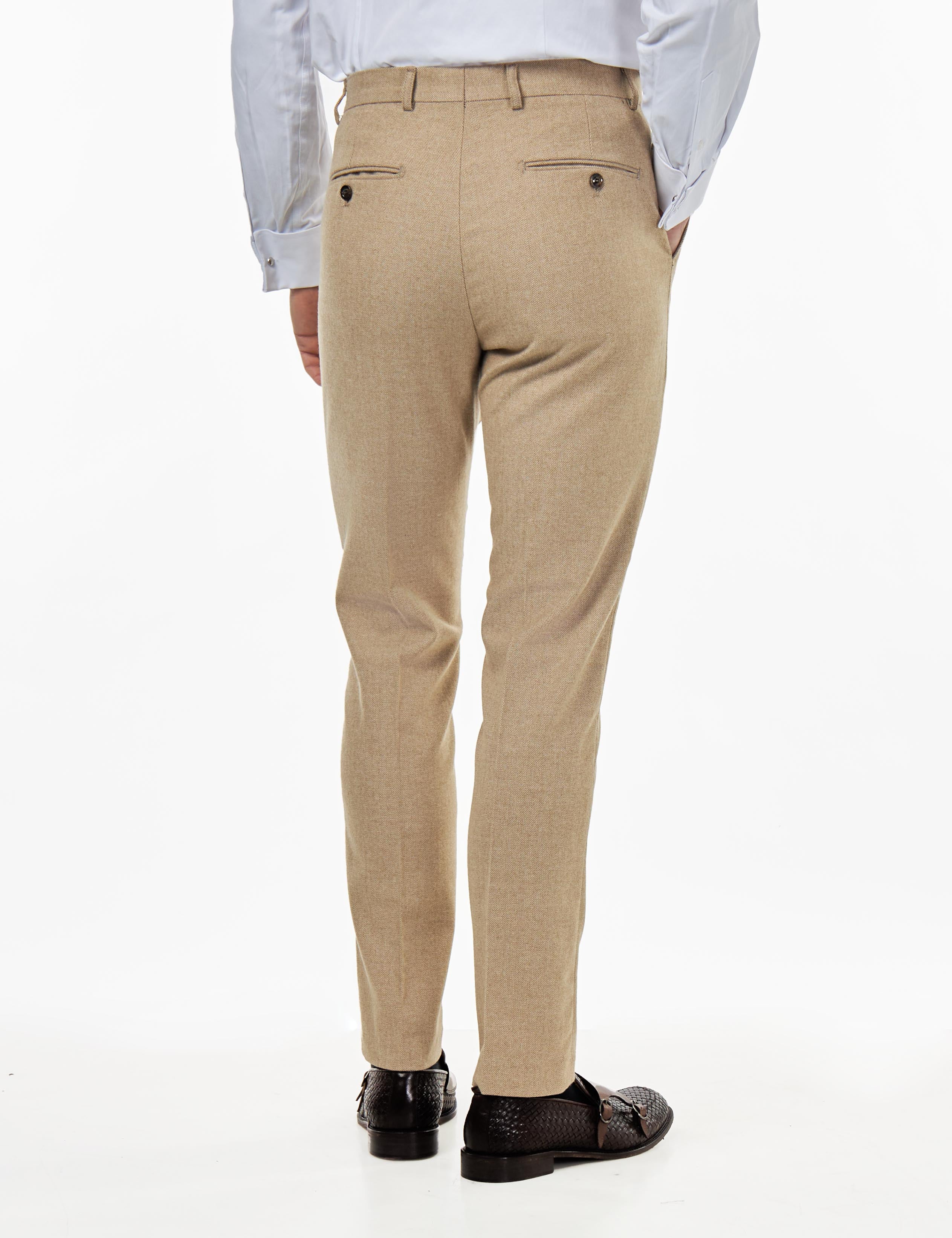BRUCE – TAILORED WOOL RICH STONE HERRINGBONE SUIT -2 PIECE