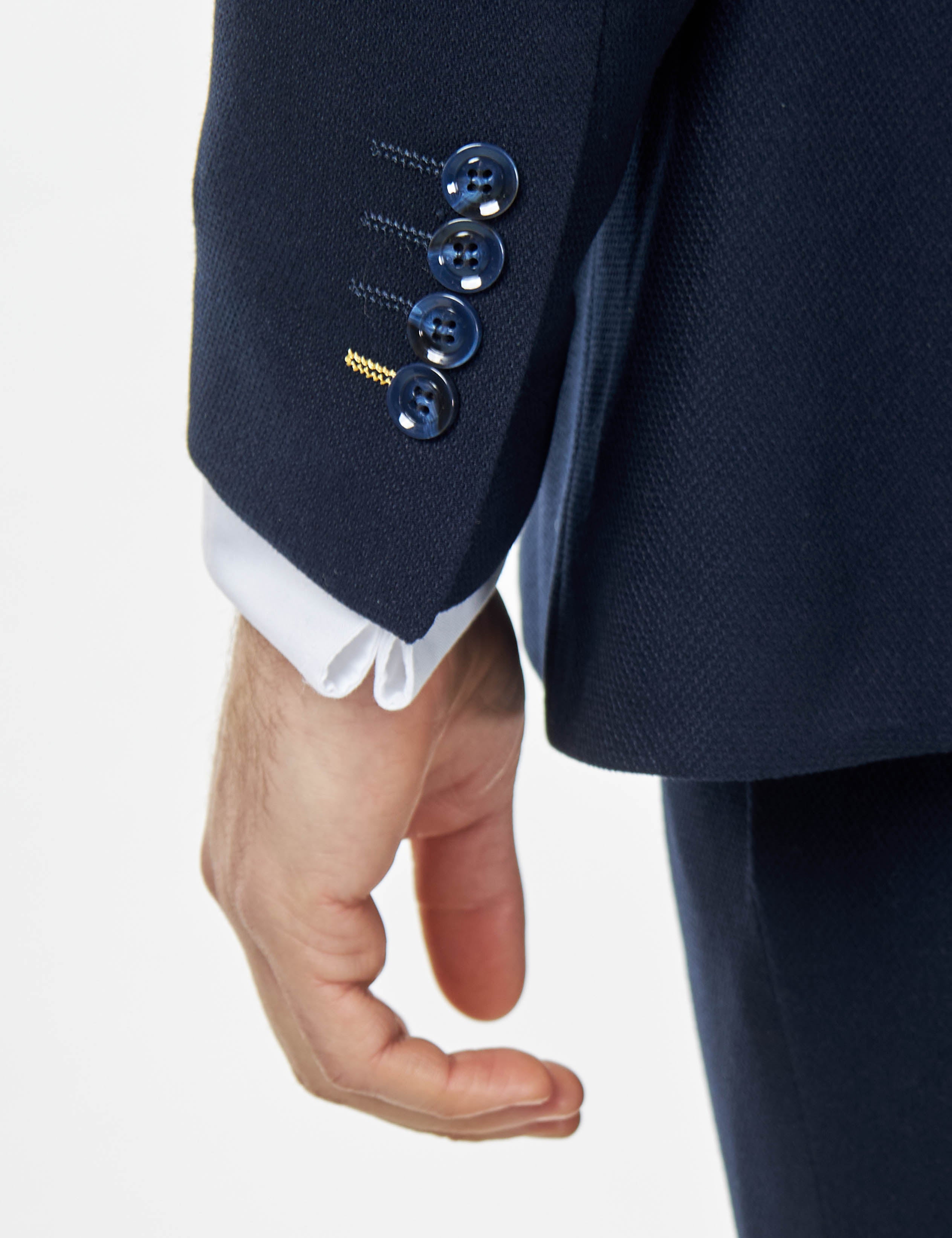 ZAK - NAVY BLUE HONEYCOMB TAILORED 3 PIECE SUIT