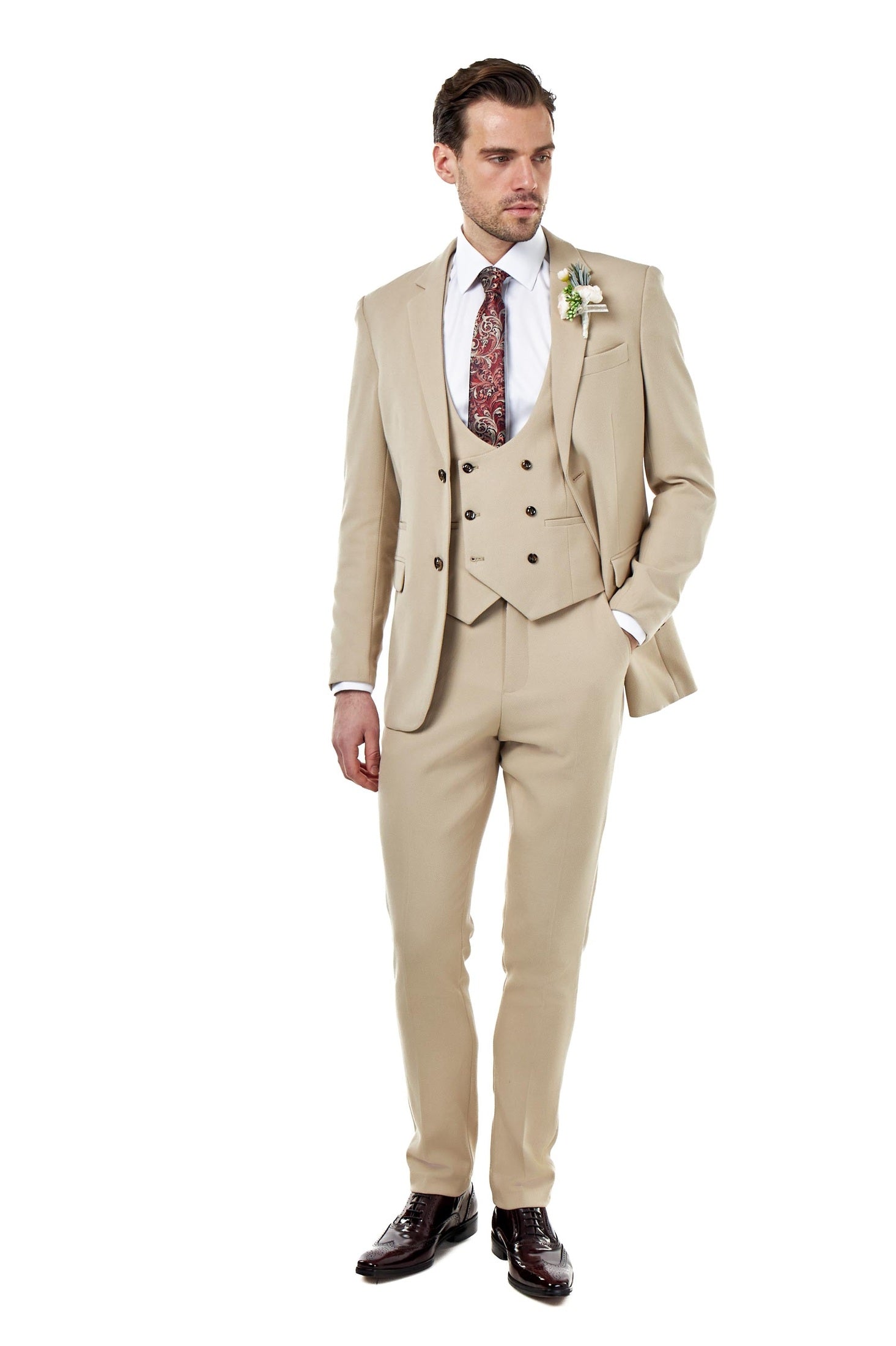 ZAK Stone Honeycomb Tailored 3 Piece Suit