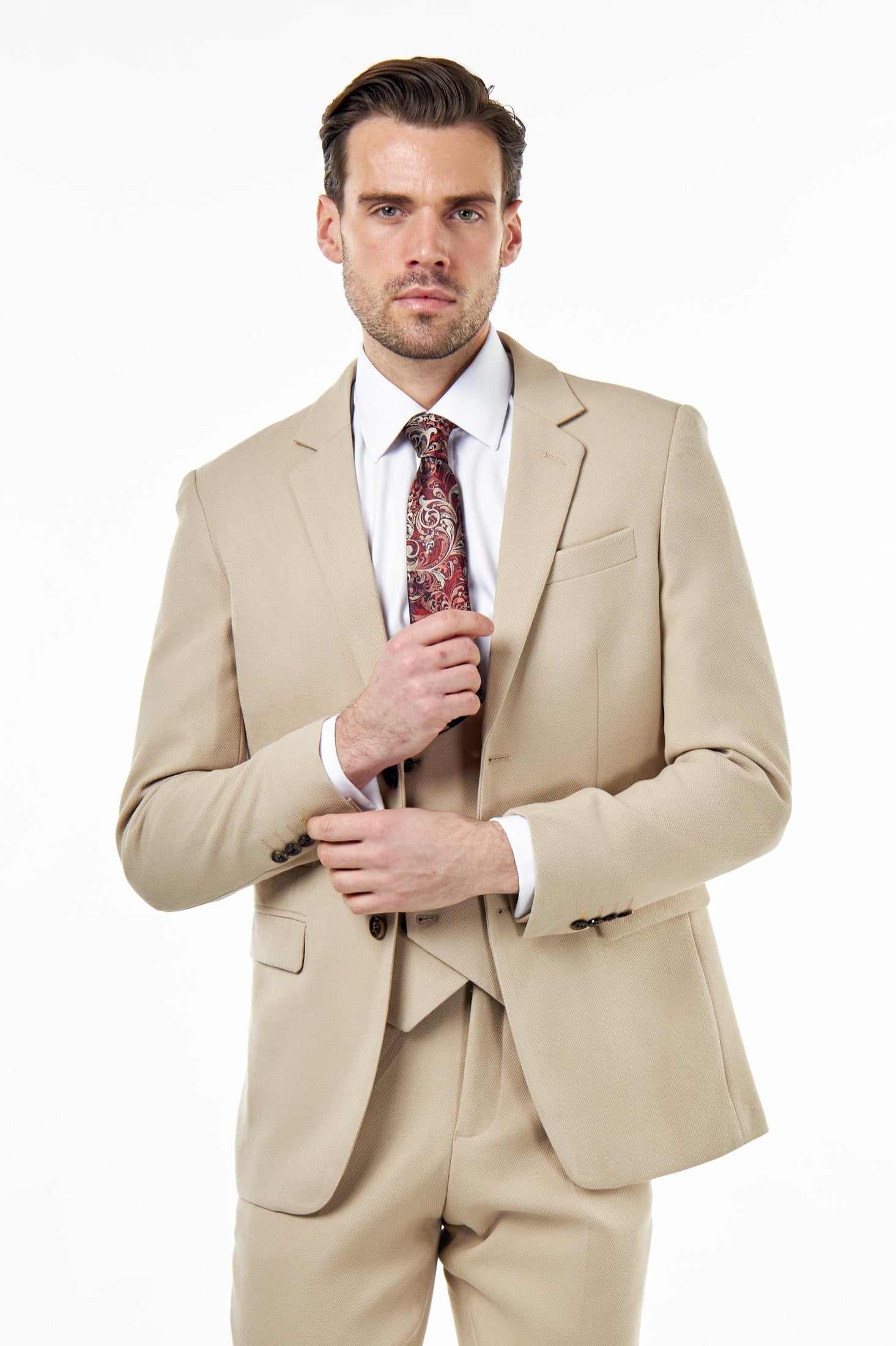 ZAK Stone Honeycomb Tailored 3 Piece Suit