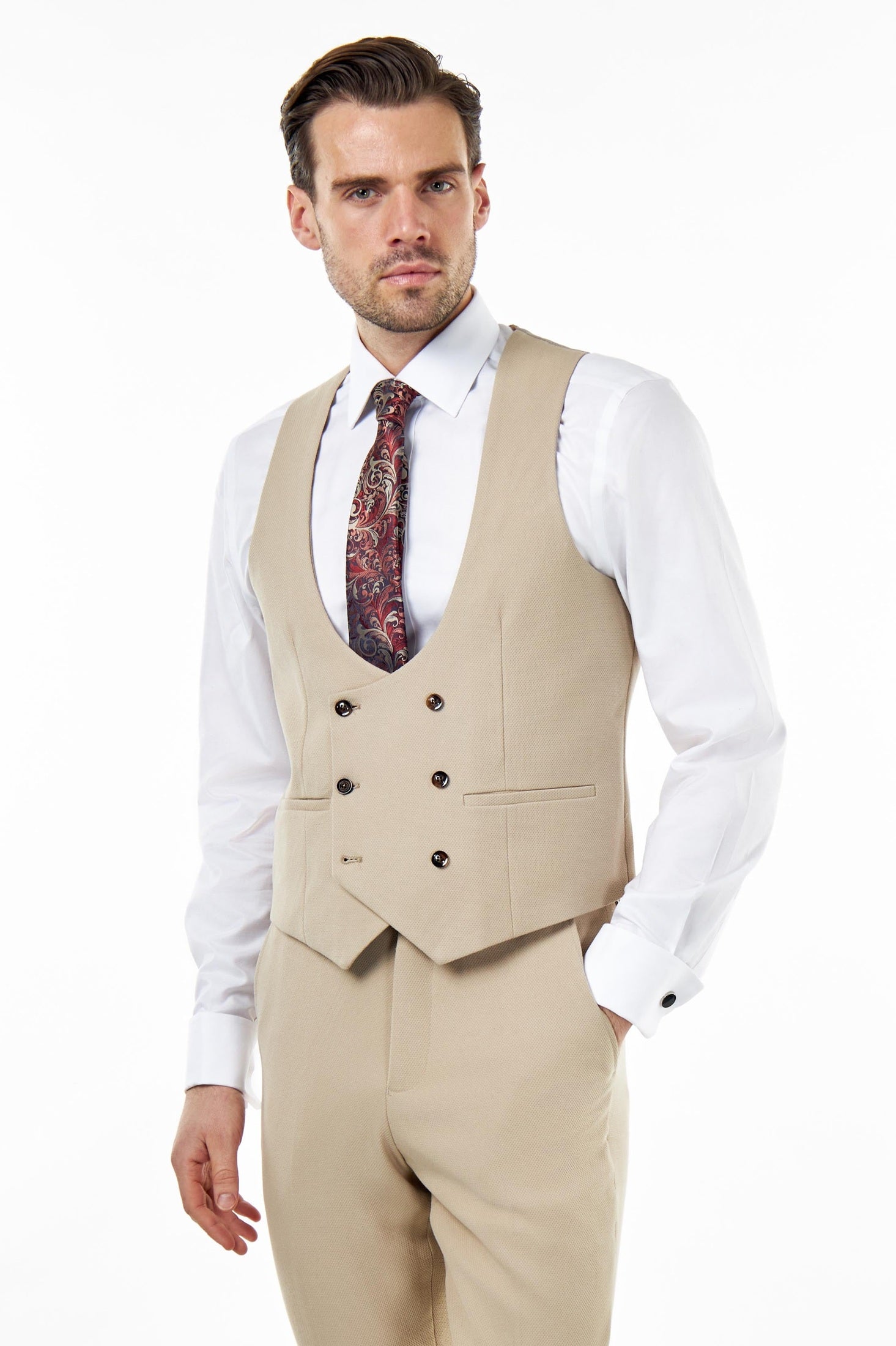 ZAK Stone Honeycomb Tailored 3 Piece Suit