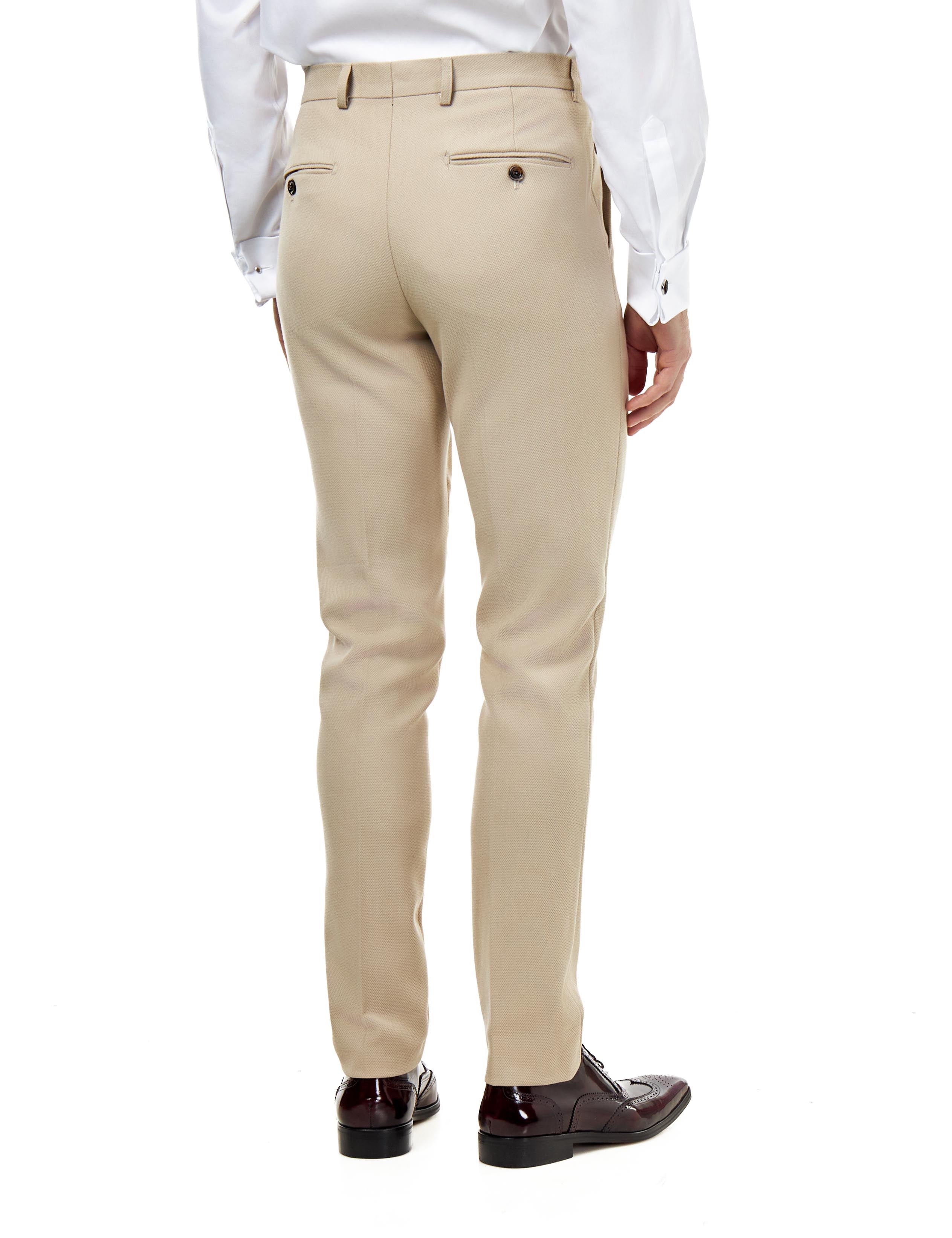 ZAK – HONEYCOMB WEAVE STONE TAILORED SUIT TROUSER