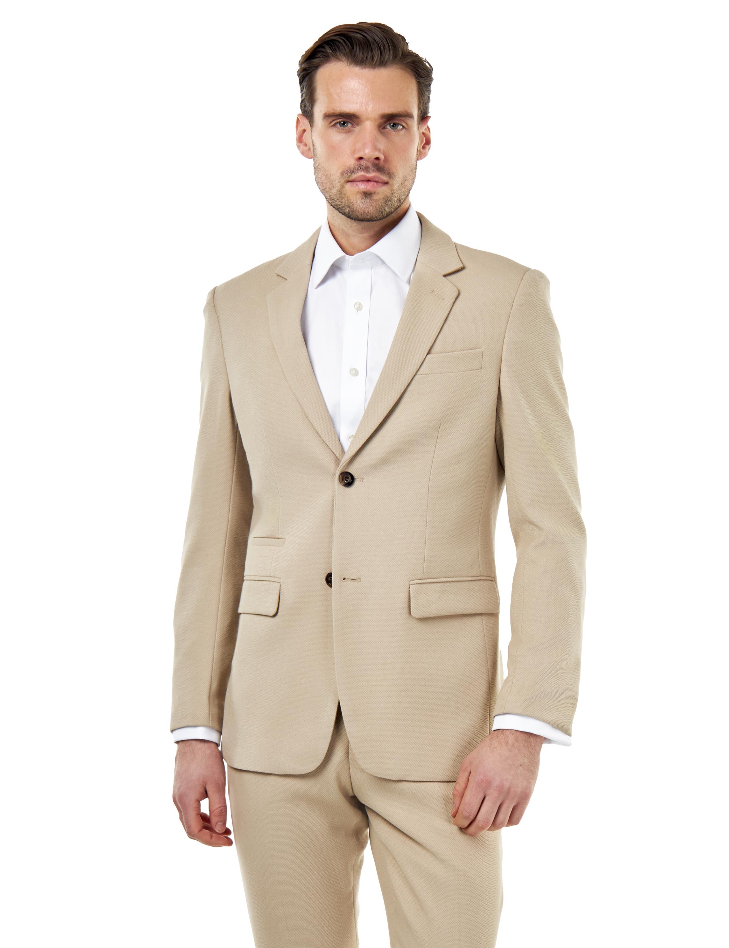ZAK – TAILORED 2 PIECE SUIT IN STONE HONEYCOMB