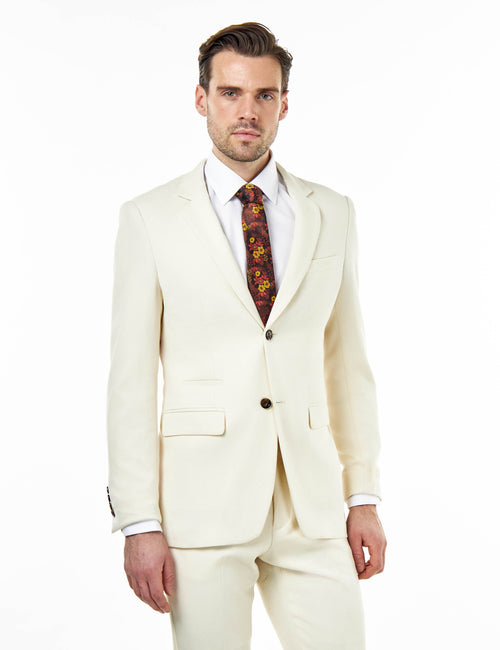 ZAK - CREAM HONEYCOMB TAILORED SUIT BLAZER