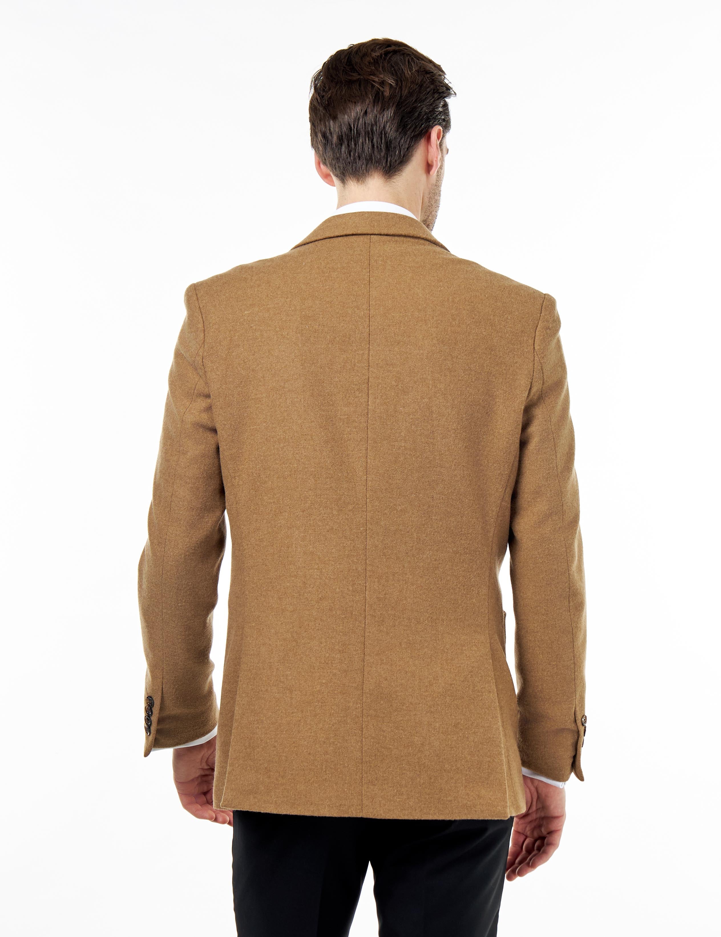 SEAN – Camel Wool Blend Stretch Tweed Jacket