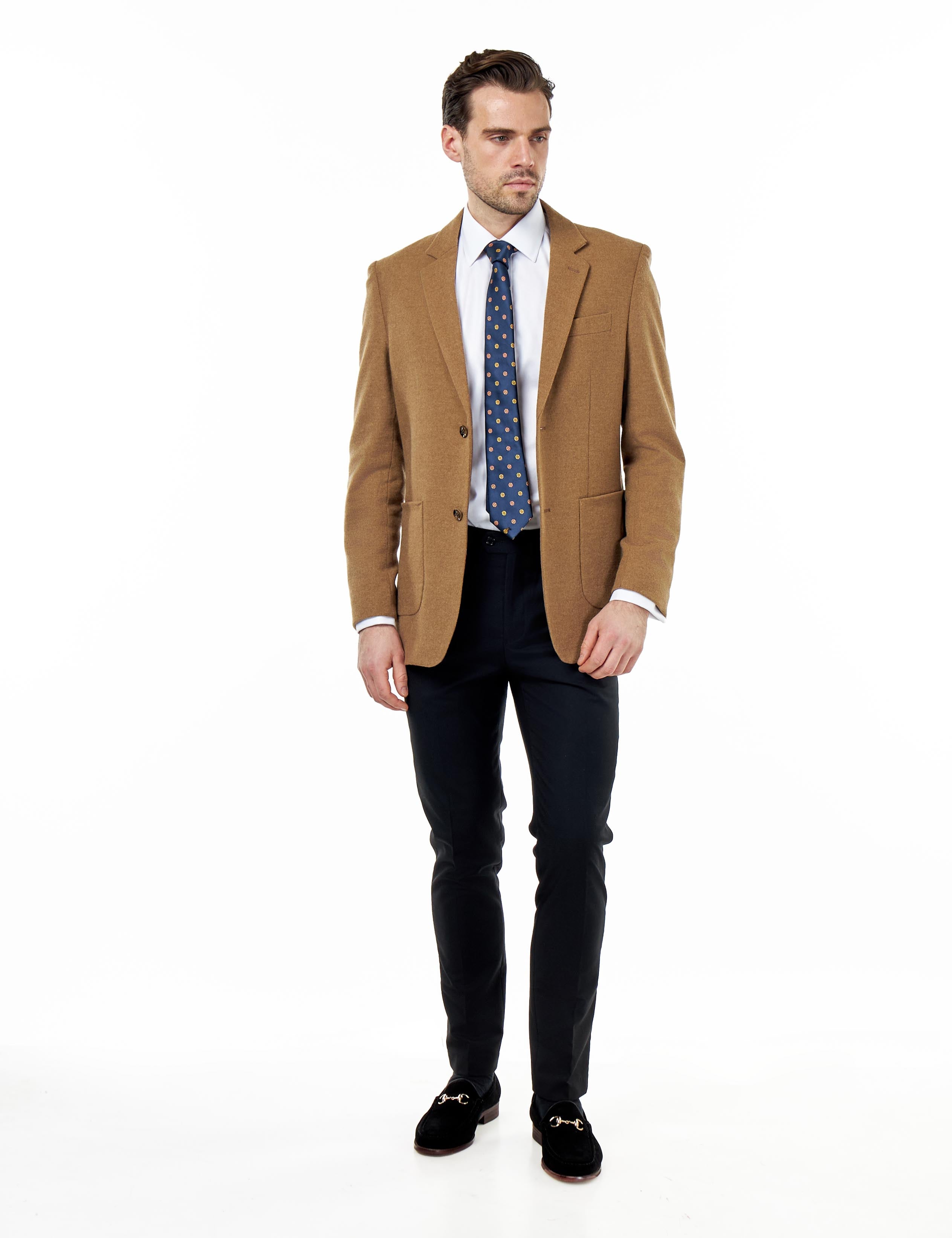SEAN – Camel Wool Blend Stretch Tweed Jacket