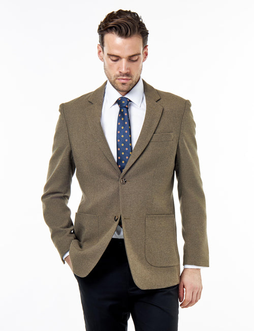 SEAN – Khaki Wool Blend Stretch Tweed Jacket