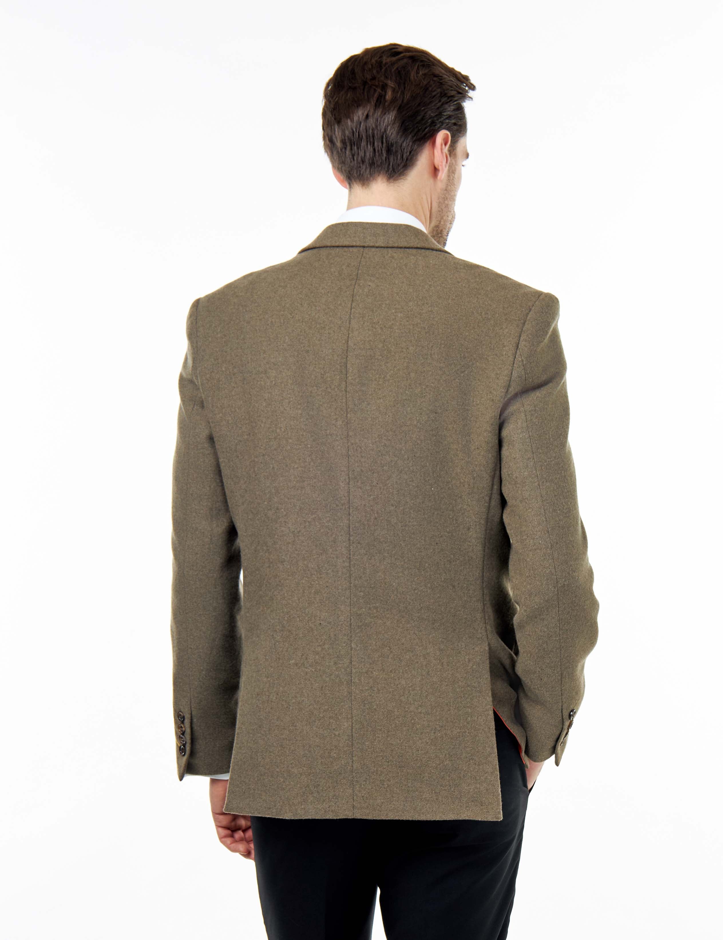 SEAN – Khaki Wool Blend Stretch Tweed Jacket