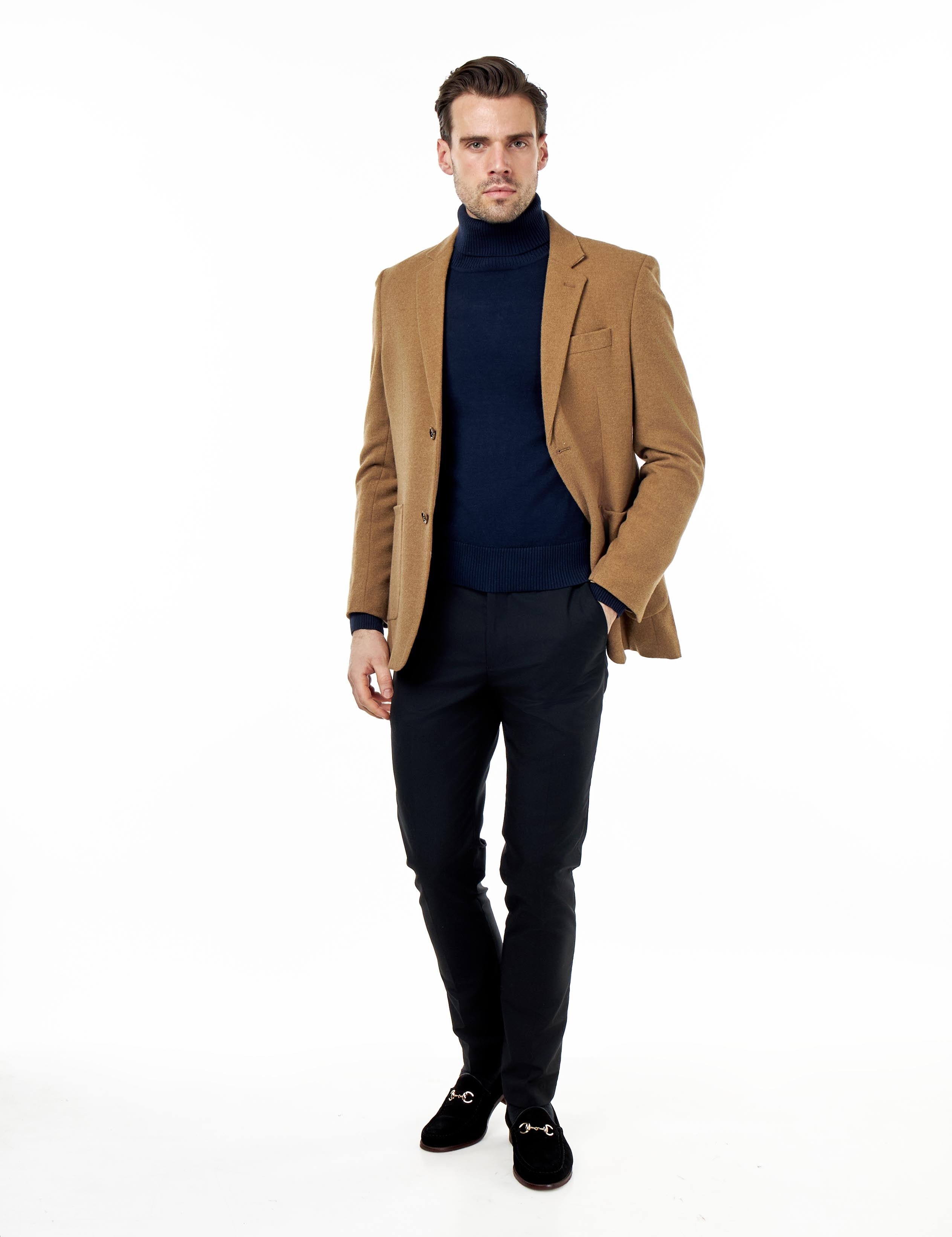 SEAN – Camel Wool Blend Stretch Tweed Jacket