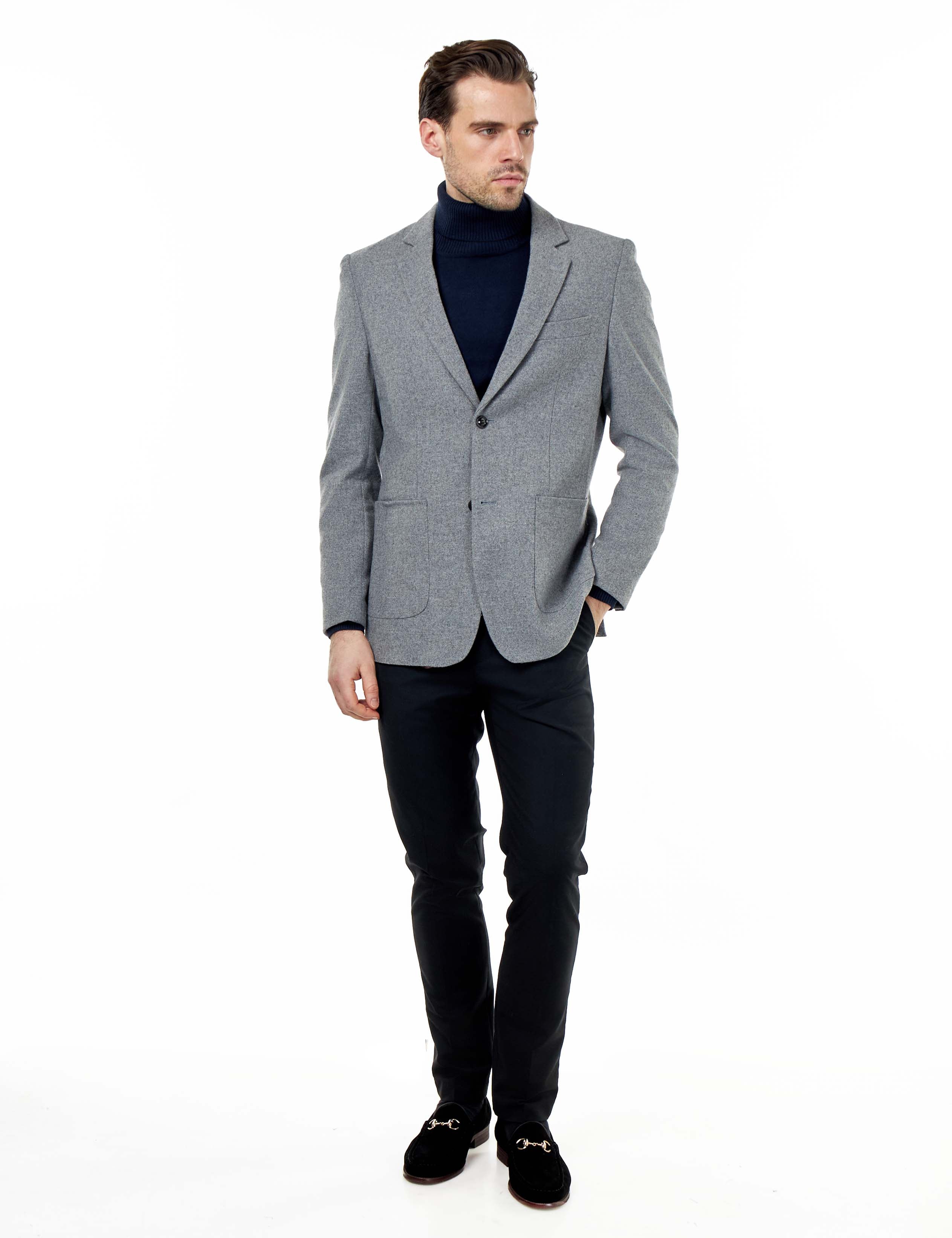 SEAN – Grey Wool Blend Stretch Tweed Jacket